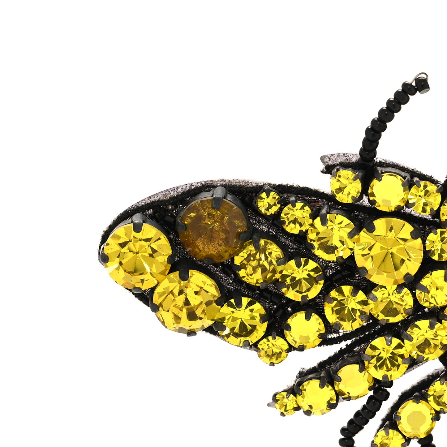 Metal Crystal Bee Brooch Black Yellow