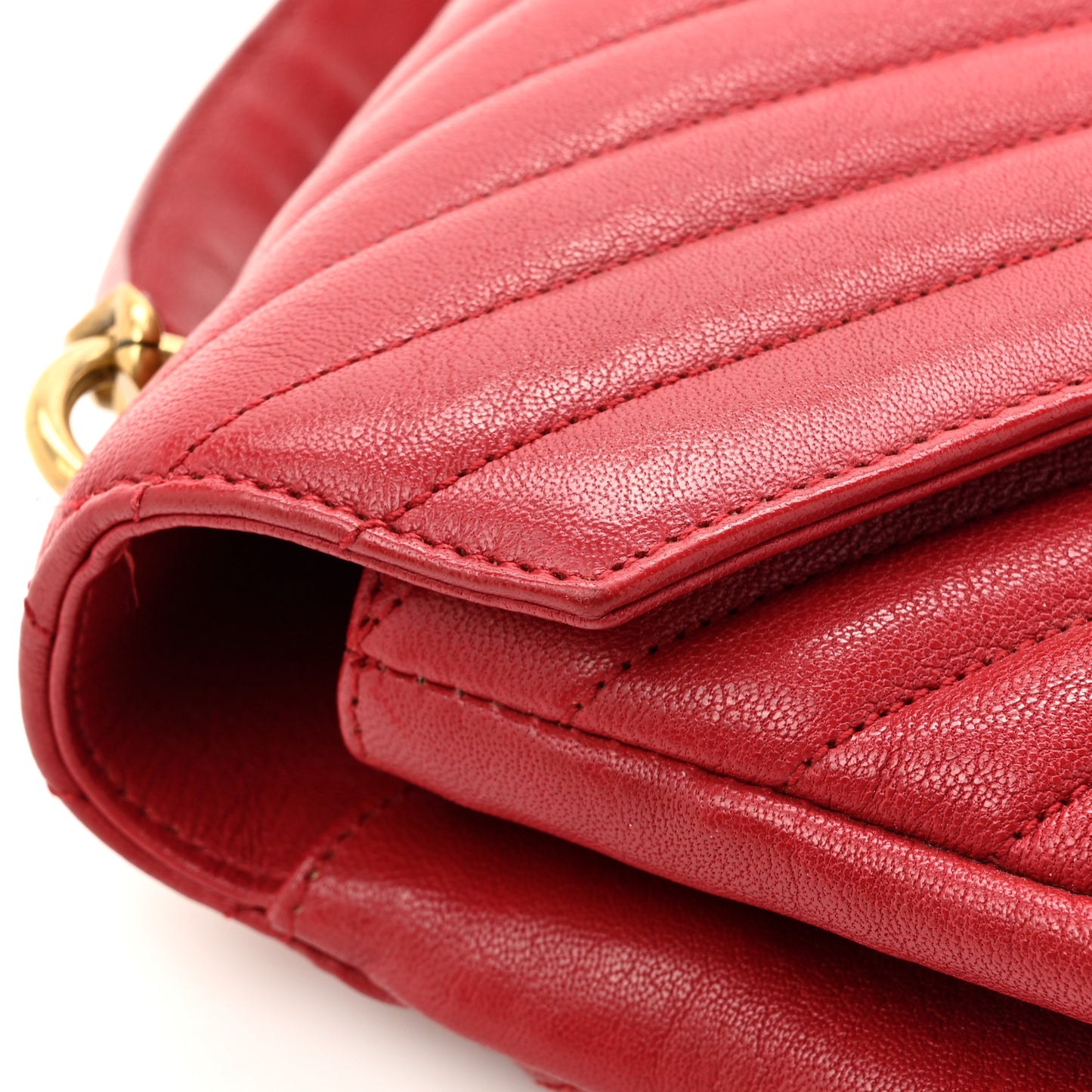 Sheepskin Matelasse Chevron Monogram Medium College Bag Rouge