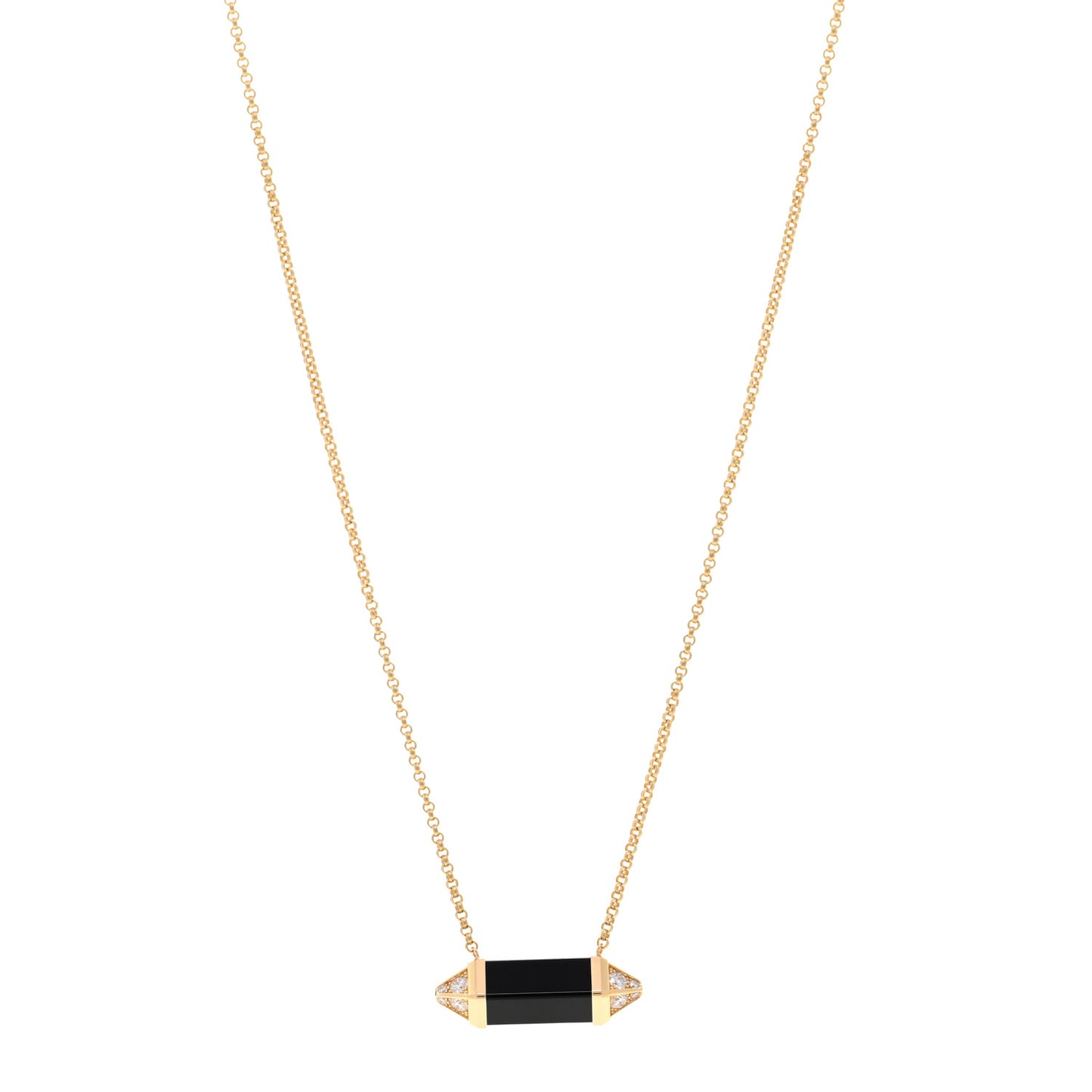18K Yellow Gold Diamond Black Onyx Les Berlingots de Cartier Medium Necklace