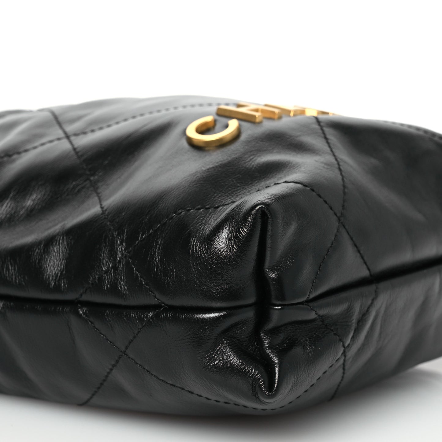 Shiny Calfskin Quilted Mini Chanel 22 Black