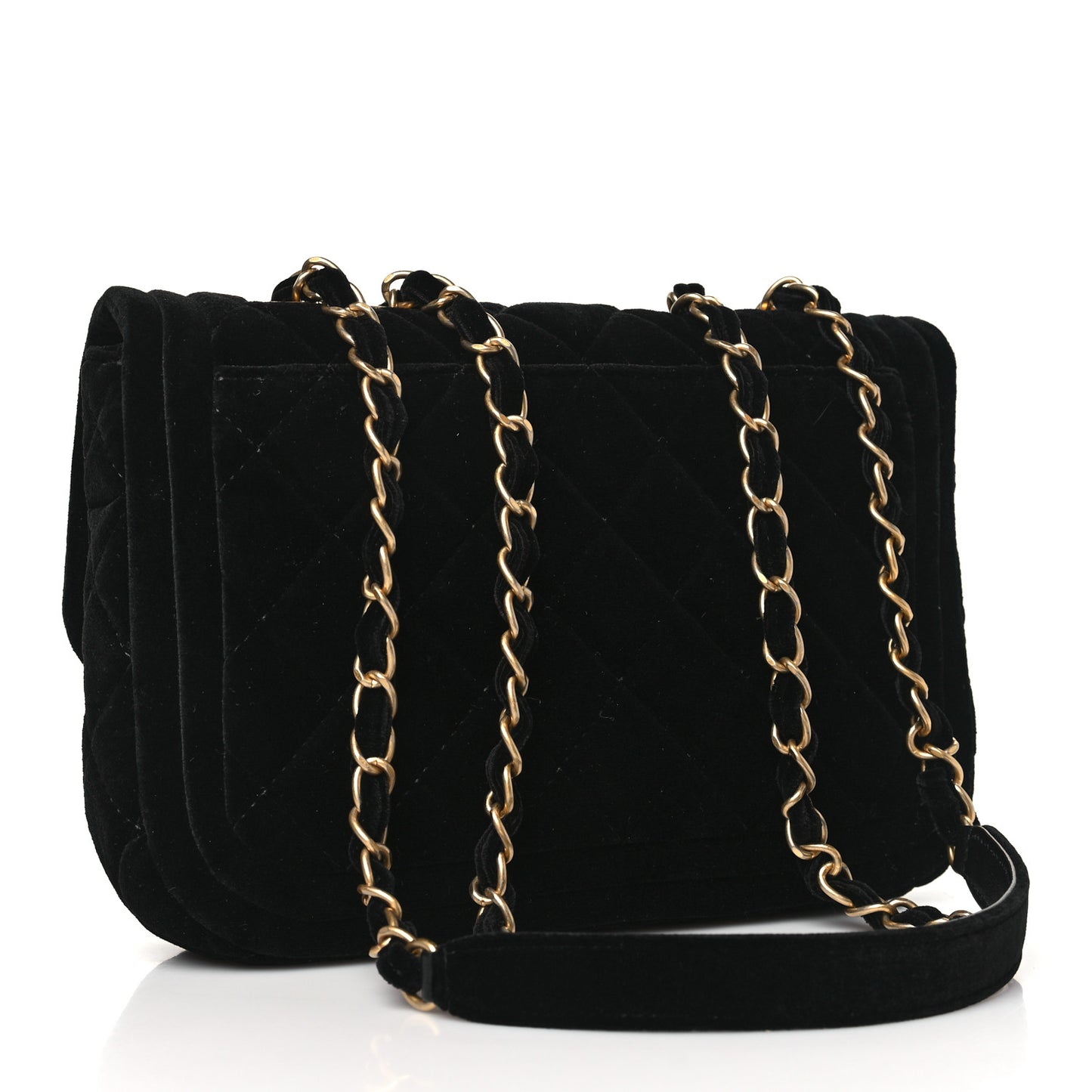 Velvet Quilted Double Frame Flap Black