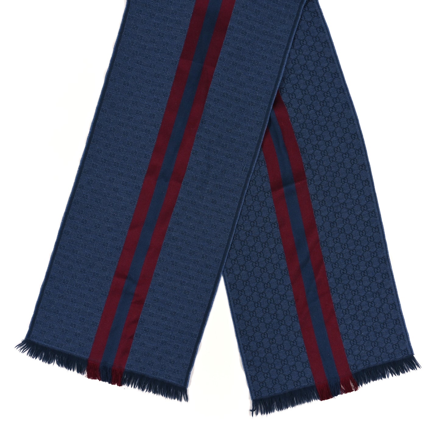 Wool Monogram Web Scarf Midnight Blue