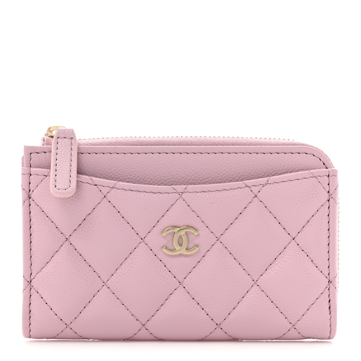 Chanel Caviar Quilted CC Zip Around Card Holder Light Pink 1 of 9