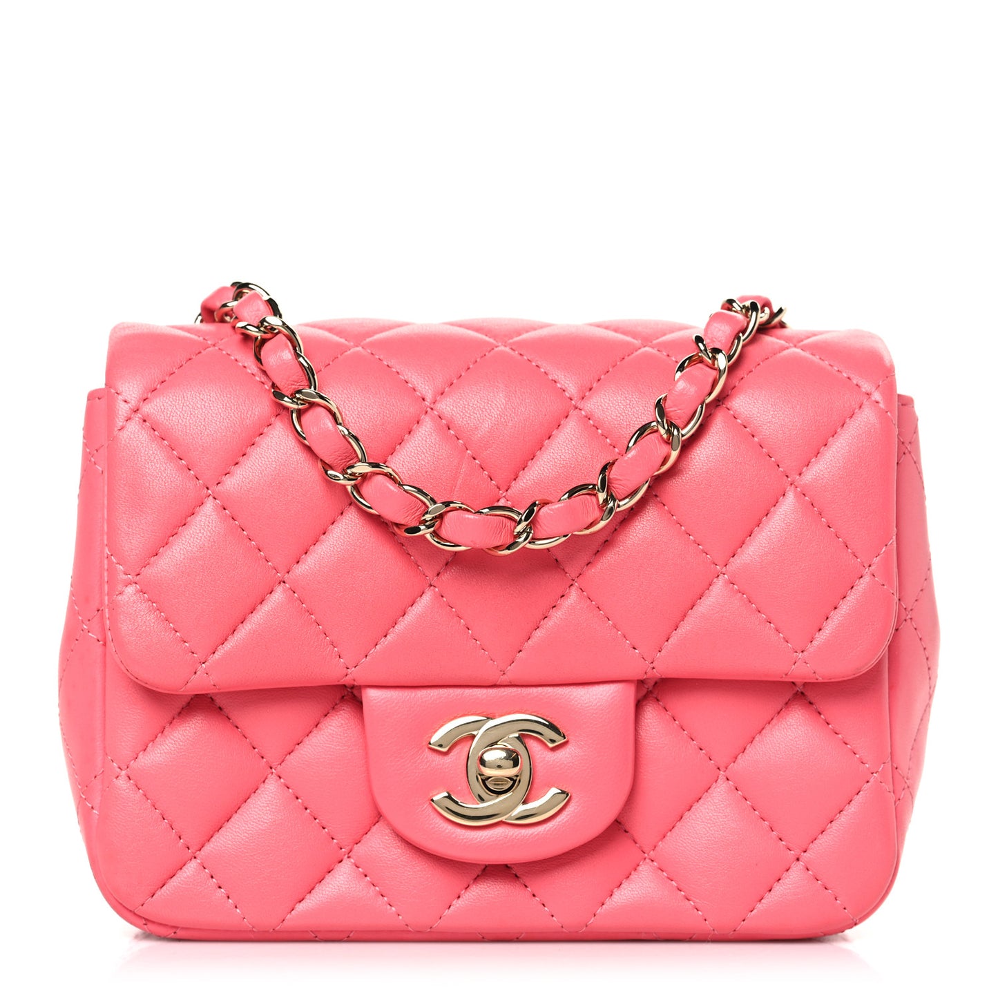 Lambskin Quilted Mini Square Flap Pink