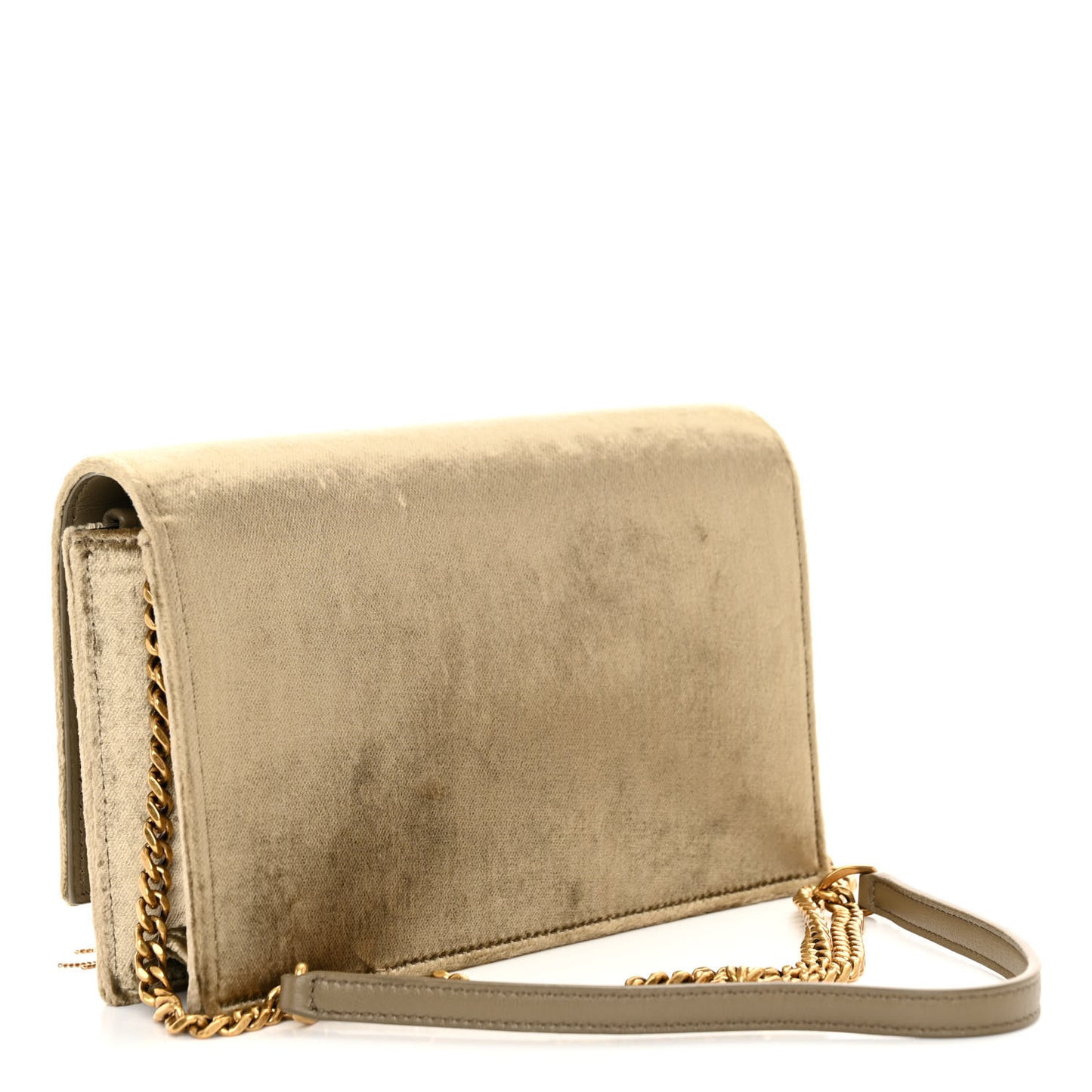 SAINT LAURENT Velvet Medium Classic Monogram Kate Tassel Satchel Olive