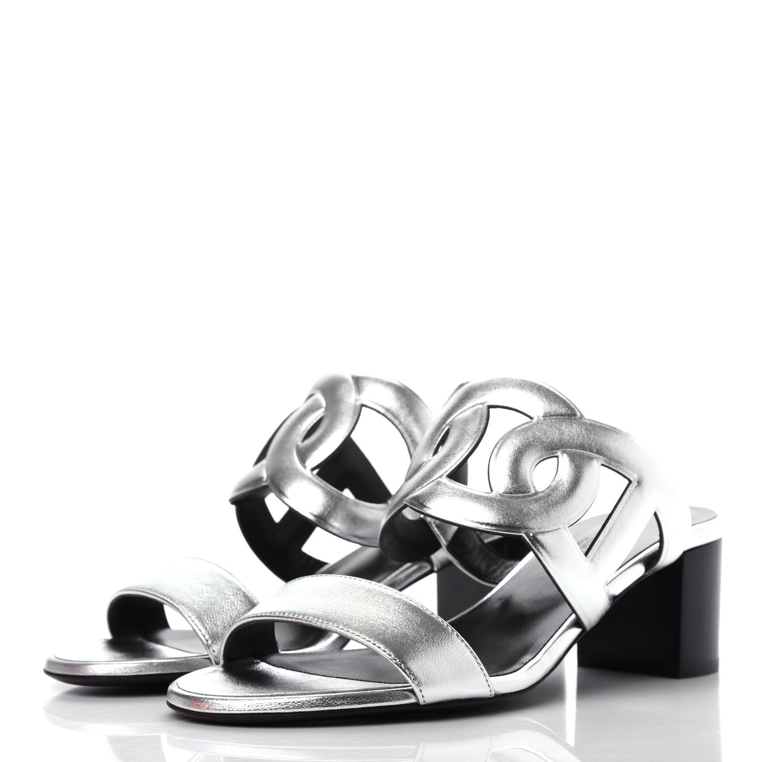 Hermes Metallic Nappa Bikini Sandals 37 Argent 3 of 11