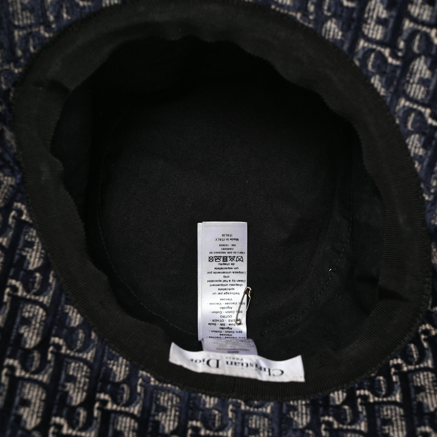 Christian Dior Velvet Oblique Large Brim Bucket Hat 56 Bleu Red 7 of 8