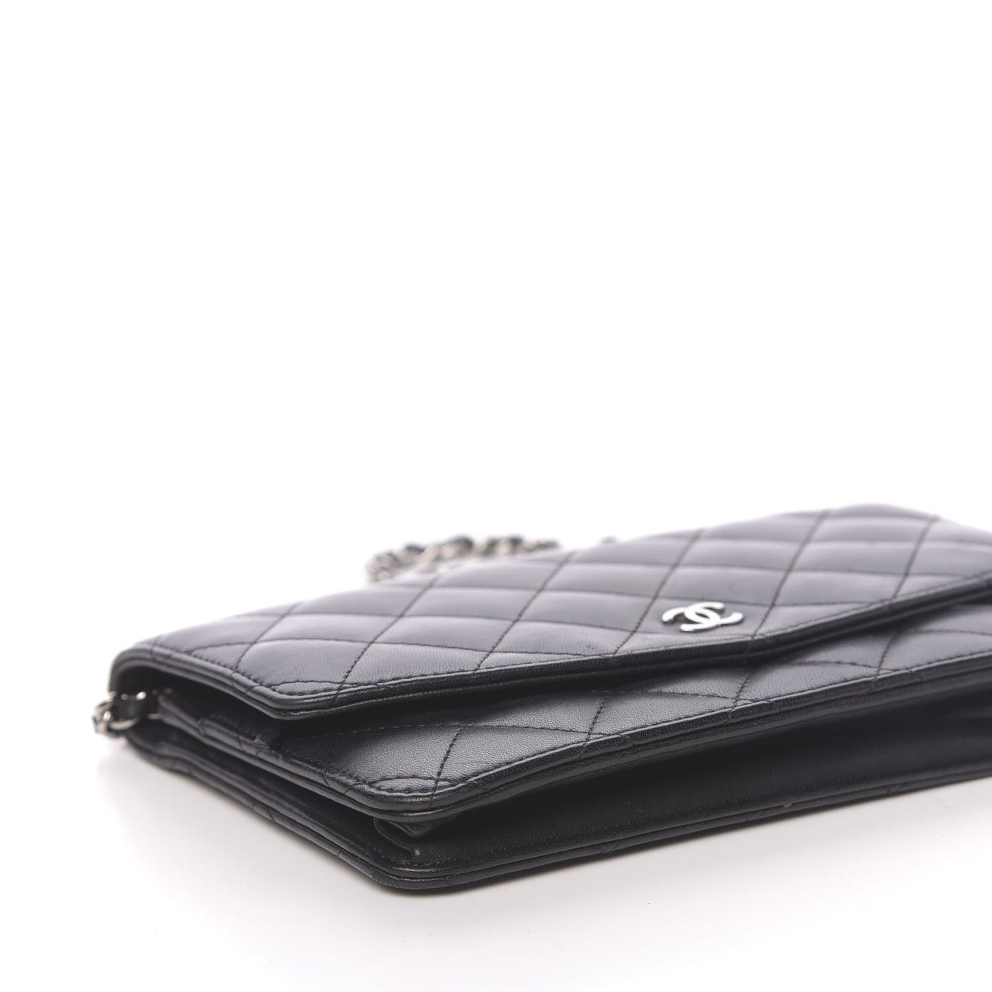 Lambskin Quilted Wallet On Chain WOC Black