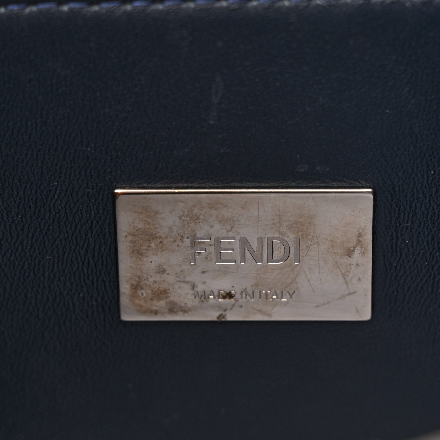 Fendi Vitello Tahiti Burro Large Peekaboo Iconic Essentially Satchel Ardesia Dark Blue 7 of 15