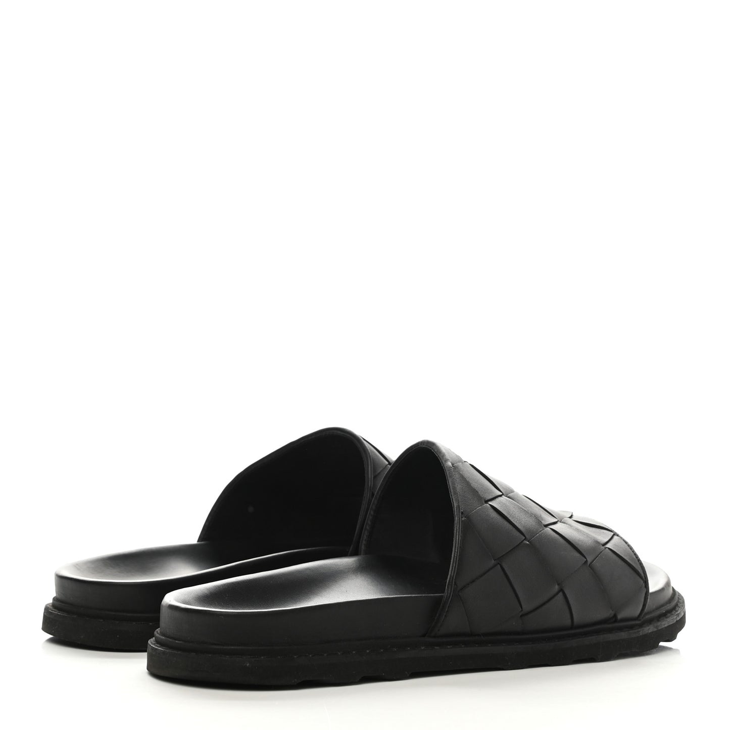 Nappa Intrecciato Mens Pool Sandals 45 Black