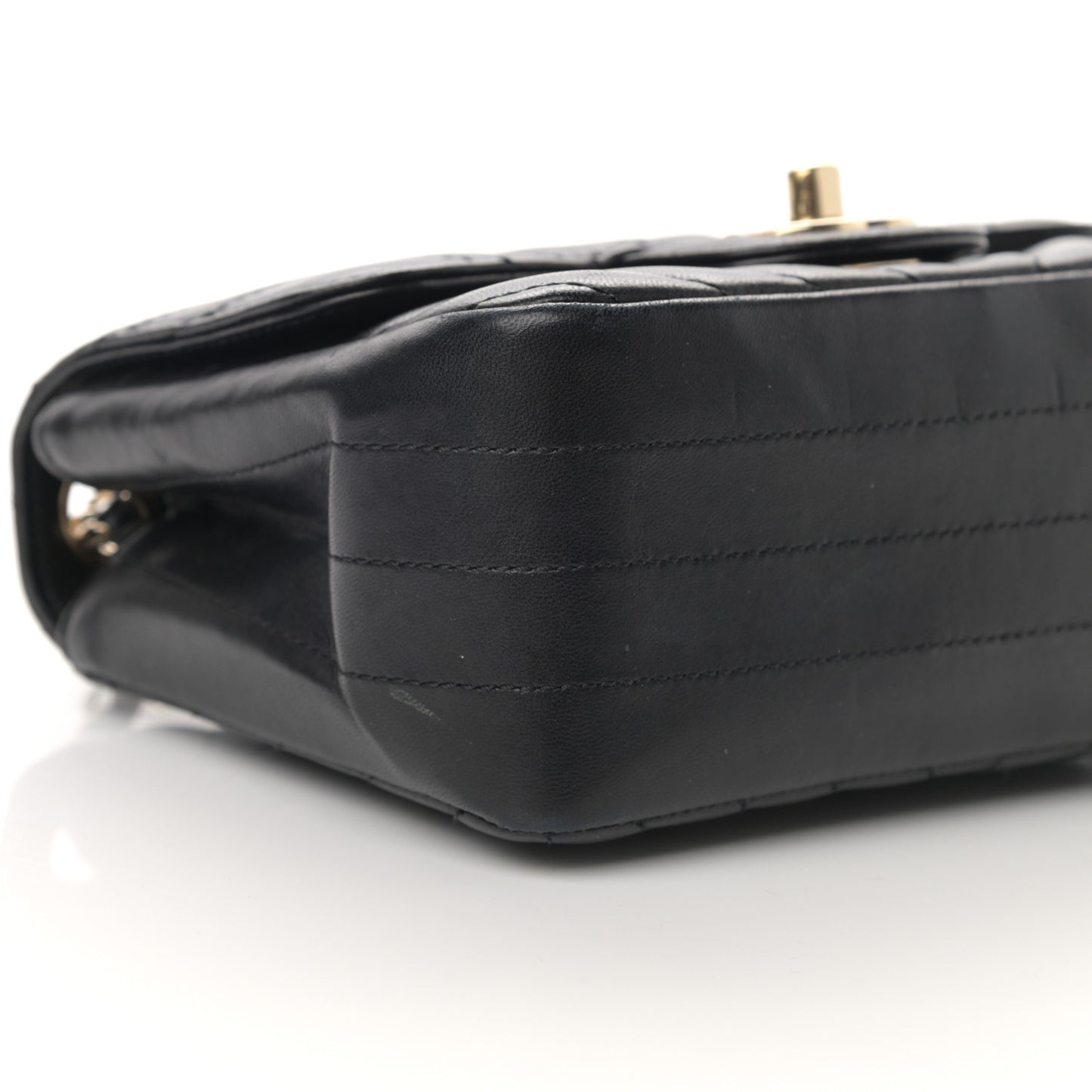 Lambskin Chevron Quilted Mini Square Flap Black