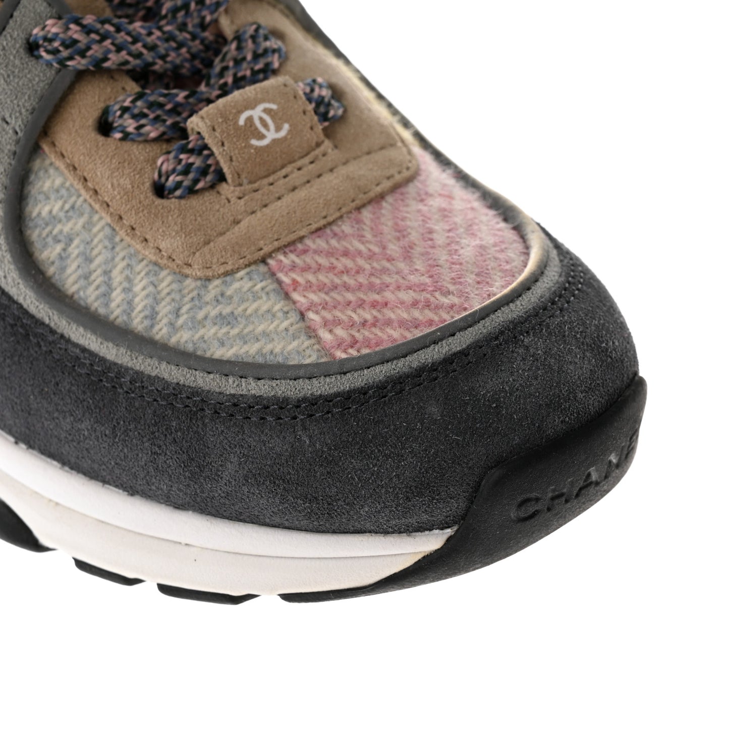 Tweed Suede CC Sneakers 36 Grey Pink Multicolor