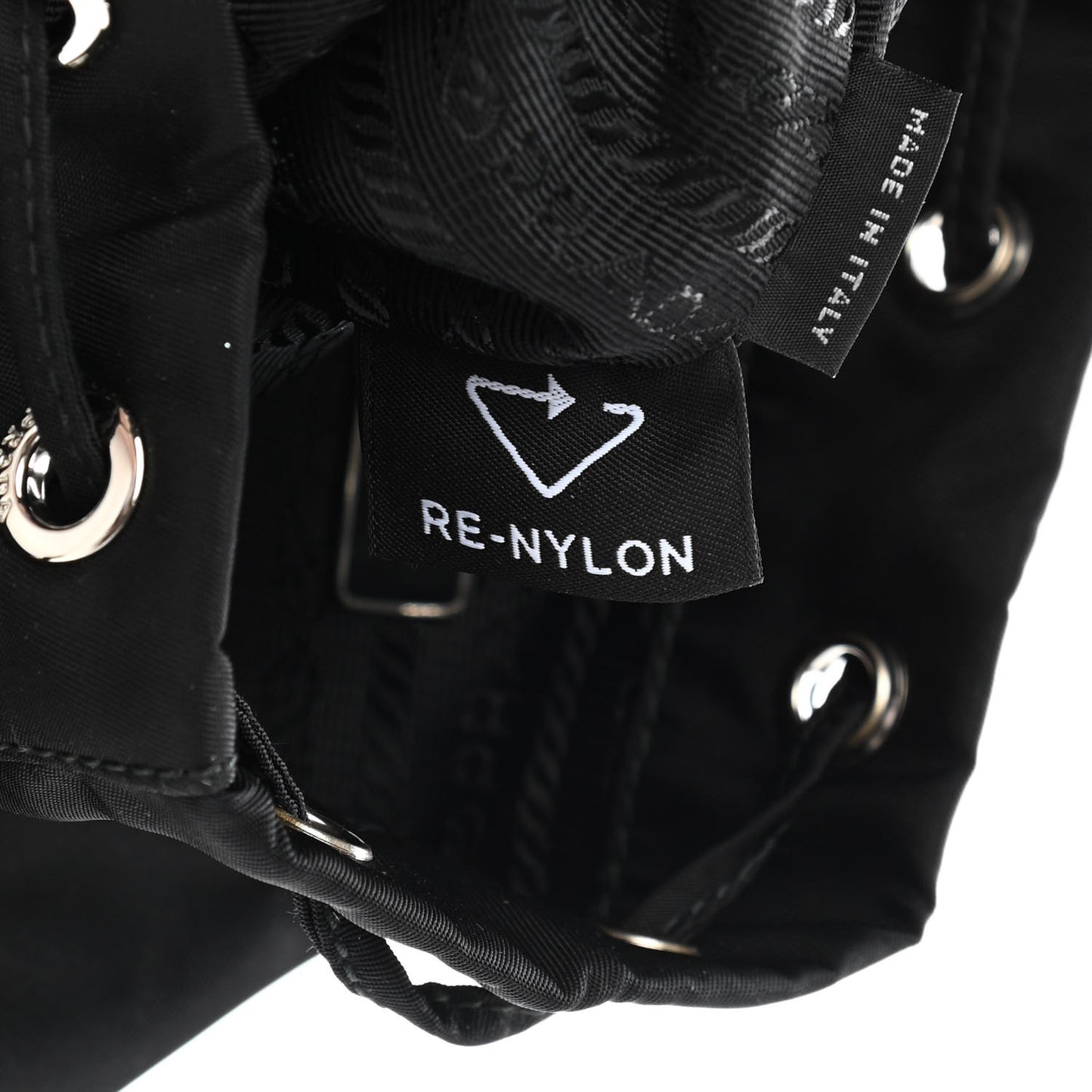 Saffiano Tessuto Nylon Vela Bucket Wristlet Black