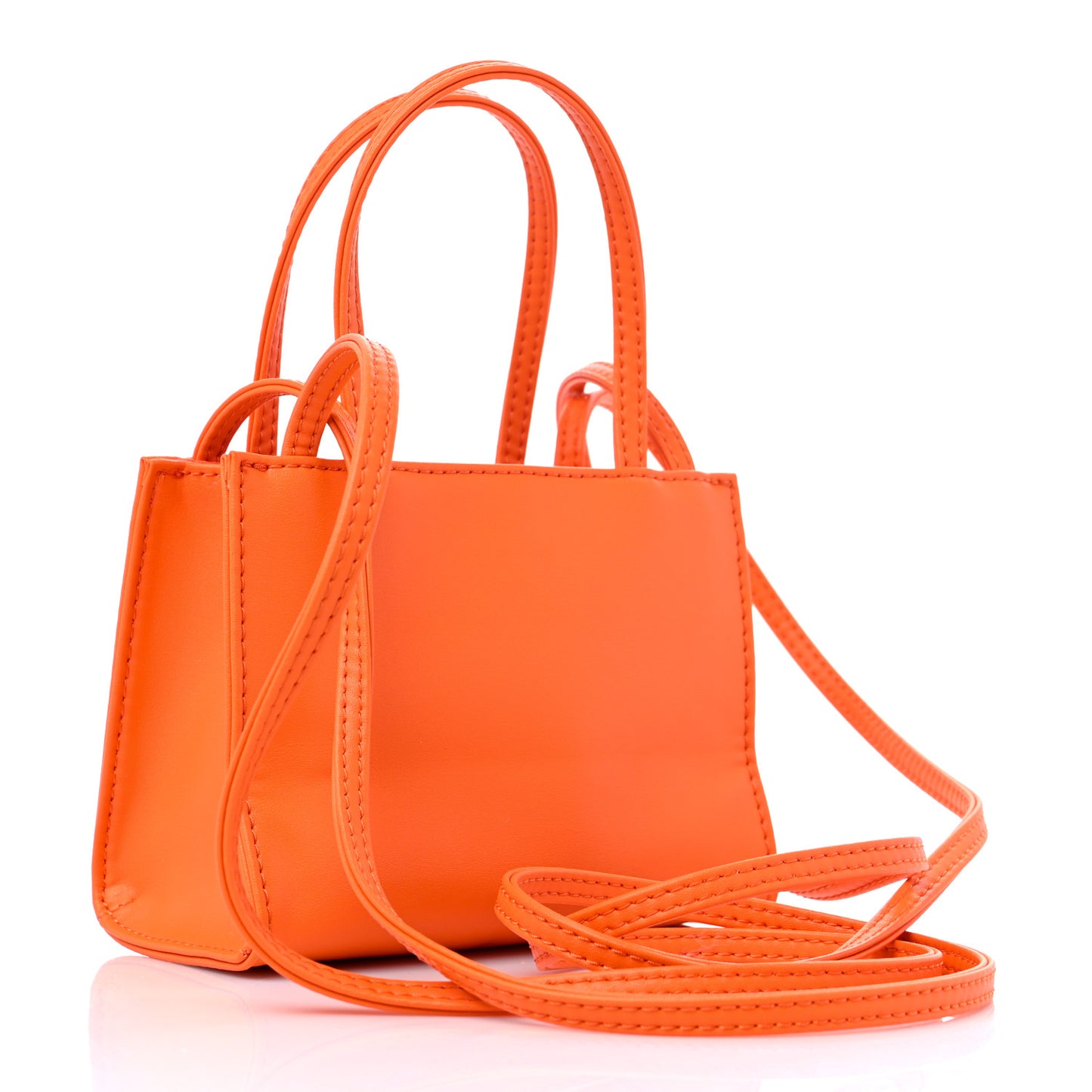 Vegan Leather Small Shopping Bag Orange