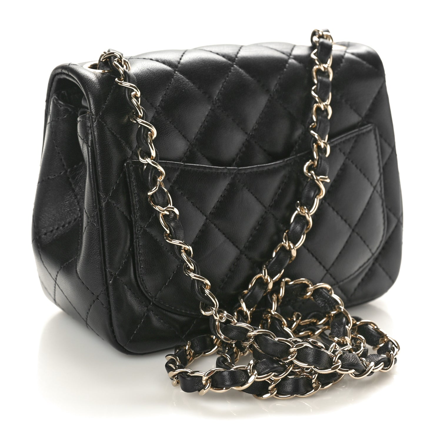 Lambskin Quilted Mini Square Flap Black