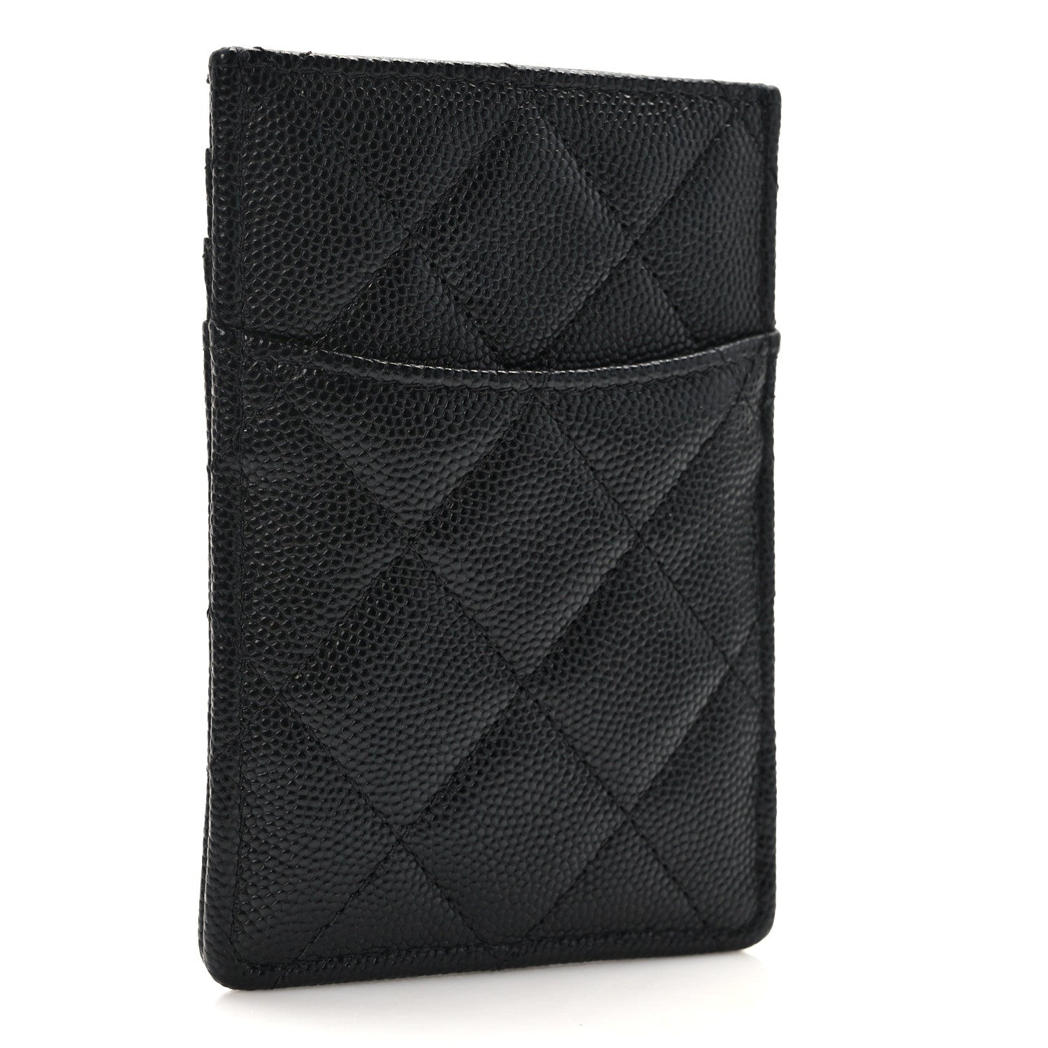 Chanel Caviar Quilted Crystal Vertical Card Holder Black 3 of 9