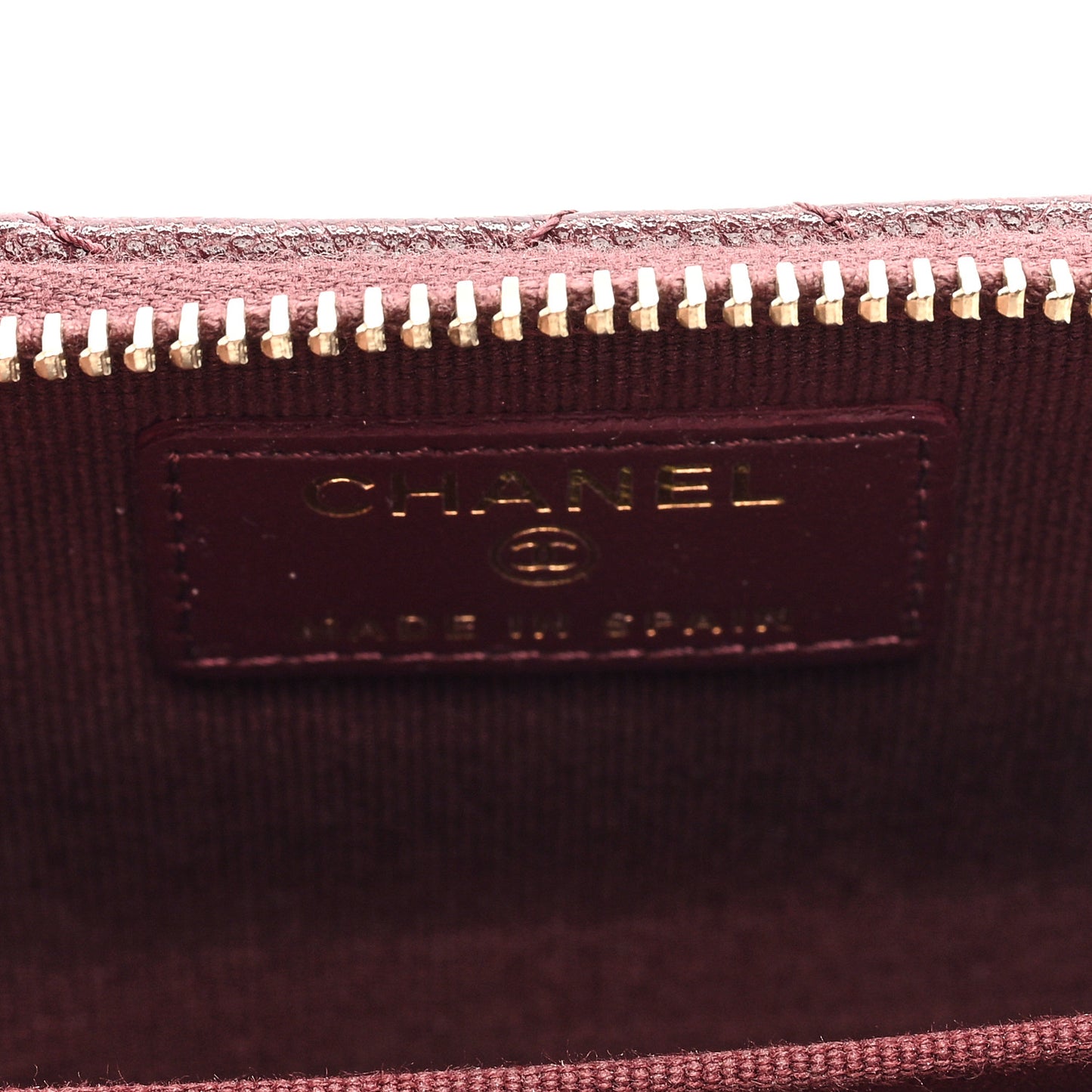 Caviar Quilted Studded CC Zip Card Holder Burgundy