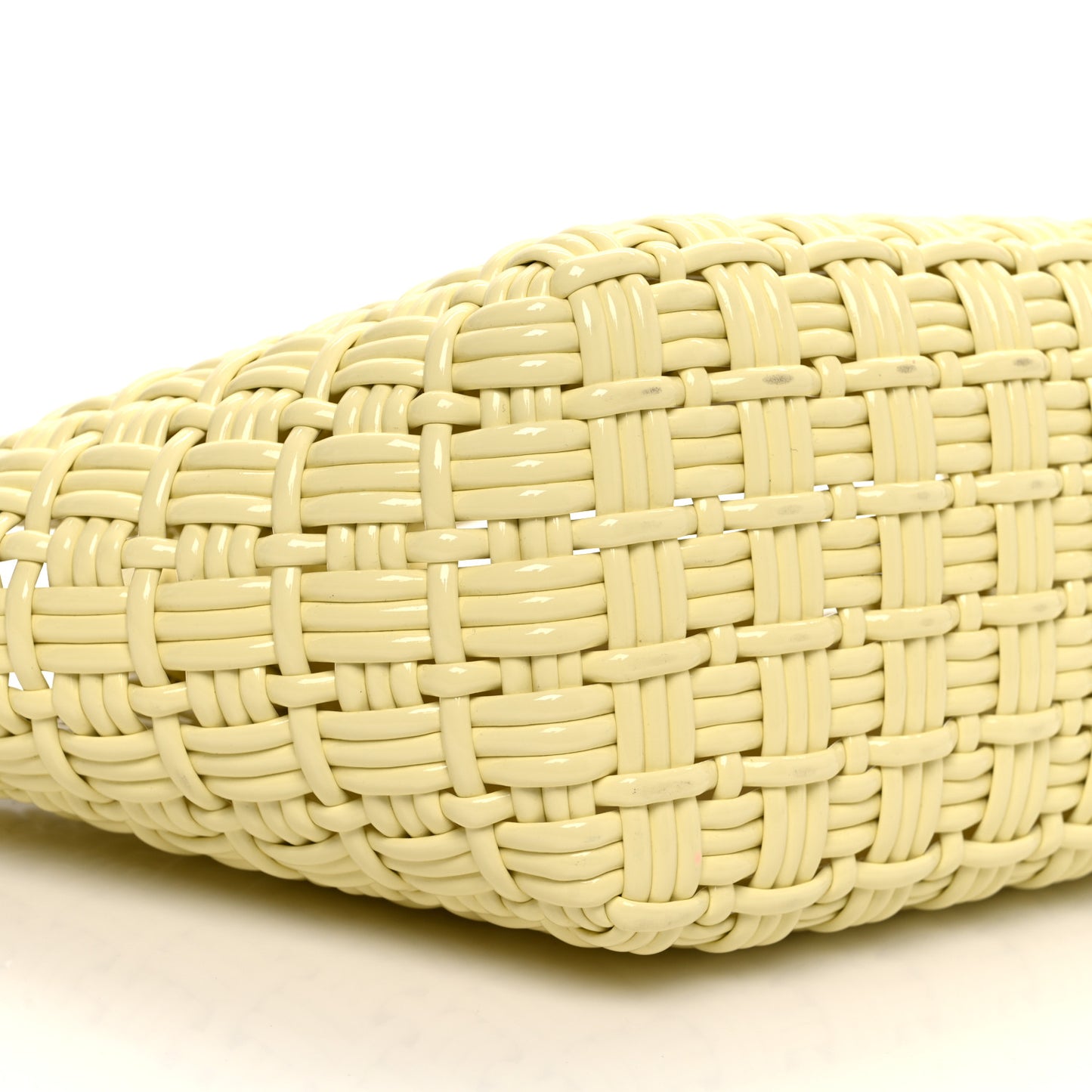 Varnished Faux Calfskin Braided XS Bistro Basket Pale Yellow