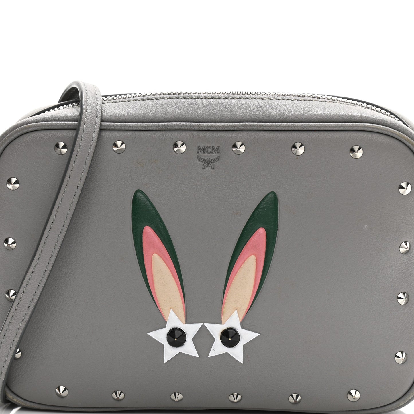 Lambskin Star Eyed Bunny Crossbody Grey
