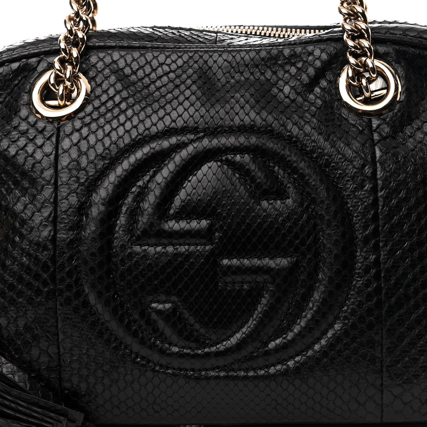 Snakeskin Small Soho Bowler Black