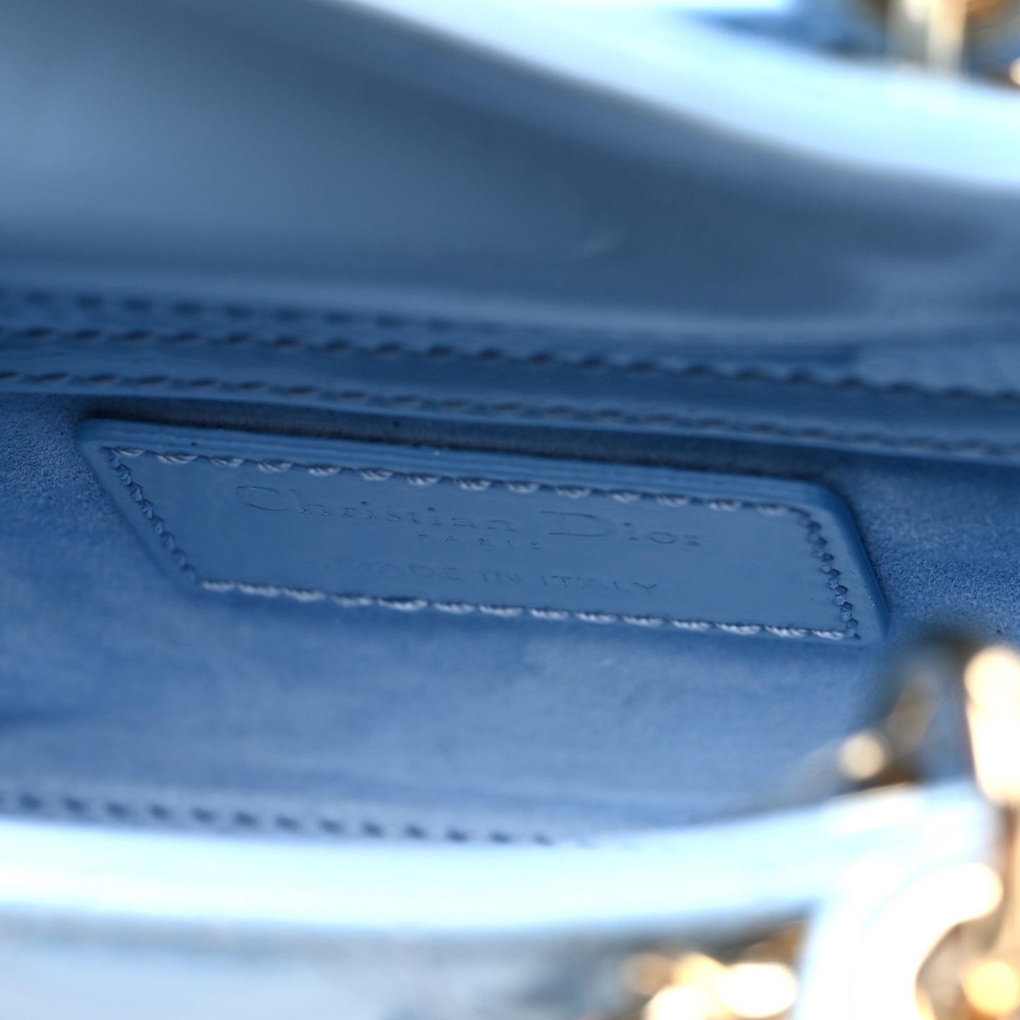 Patent Cannage Micro Lady Dior Cornflower Blue