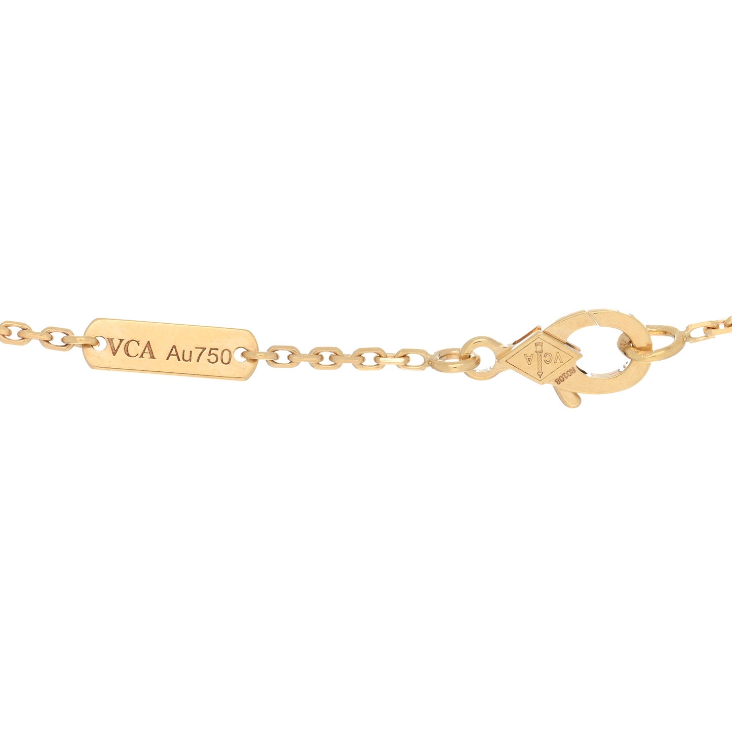 18K Yellow Gold Diamond Yellow Mother of Pearl Vintage Alhambra Pendant Necklace