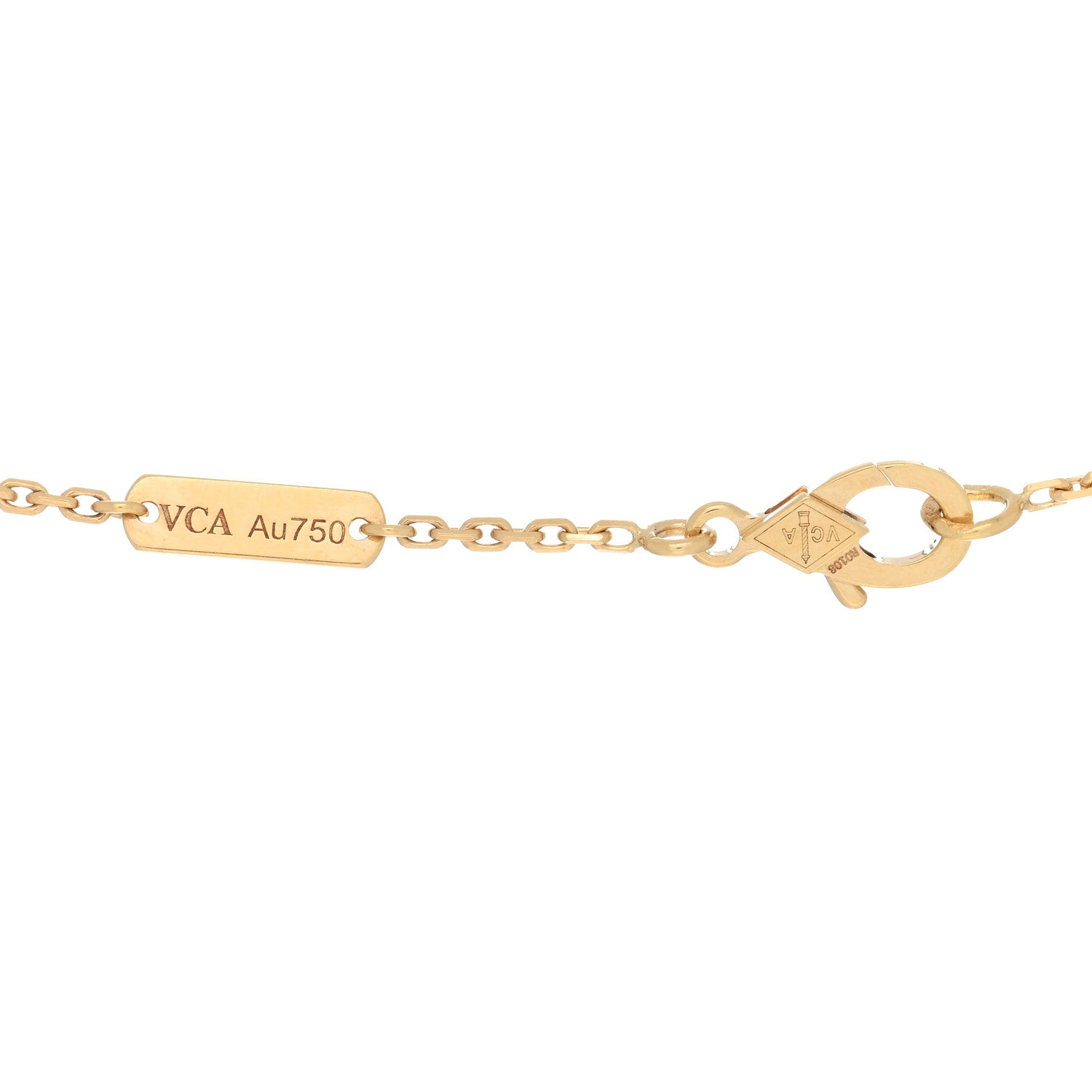 Van Cleef & Arpels 18K Yellow Gold Diamond Yellow Mother of Pearl Vintage Alhambra Pendant Necklace 4 of 5