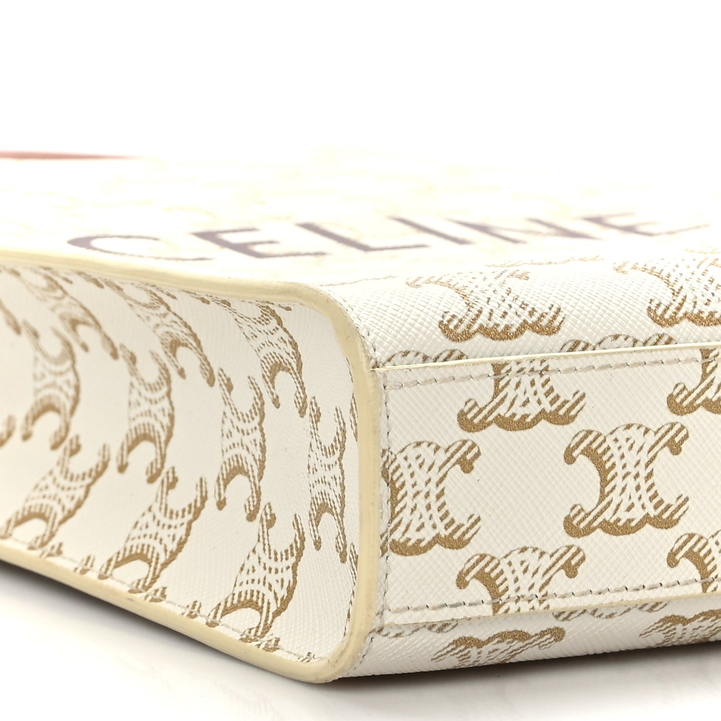 Triomphe Canvas Calfskin Mini Vertical Cabas White