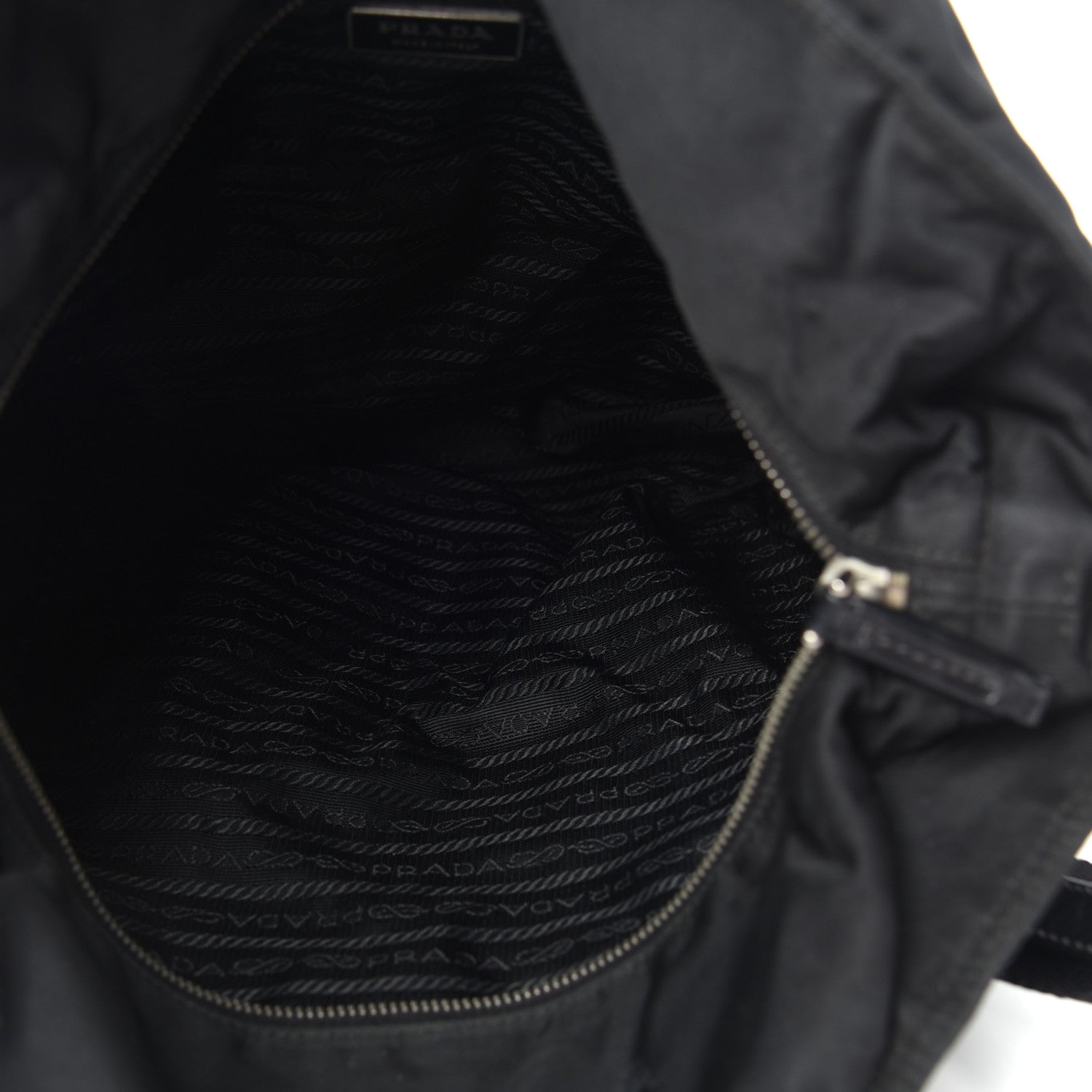 Prada Tessuto Nylon Calfskin Tote Black 5 of 9