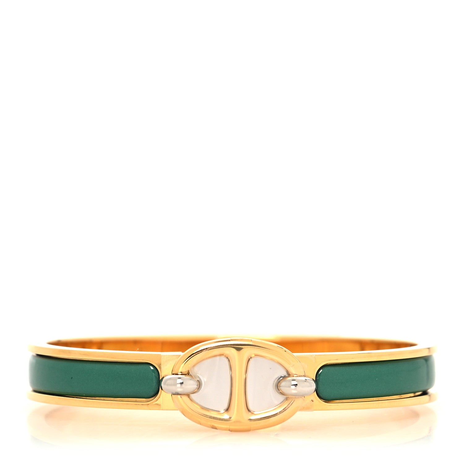 Hermes Enamel Mini Clic Chaine d'Ancre Bracelet Green 1 of 5