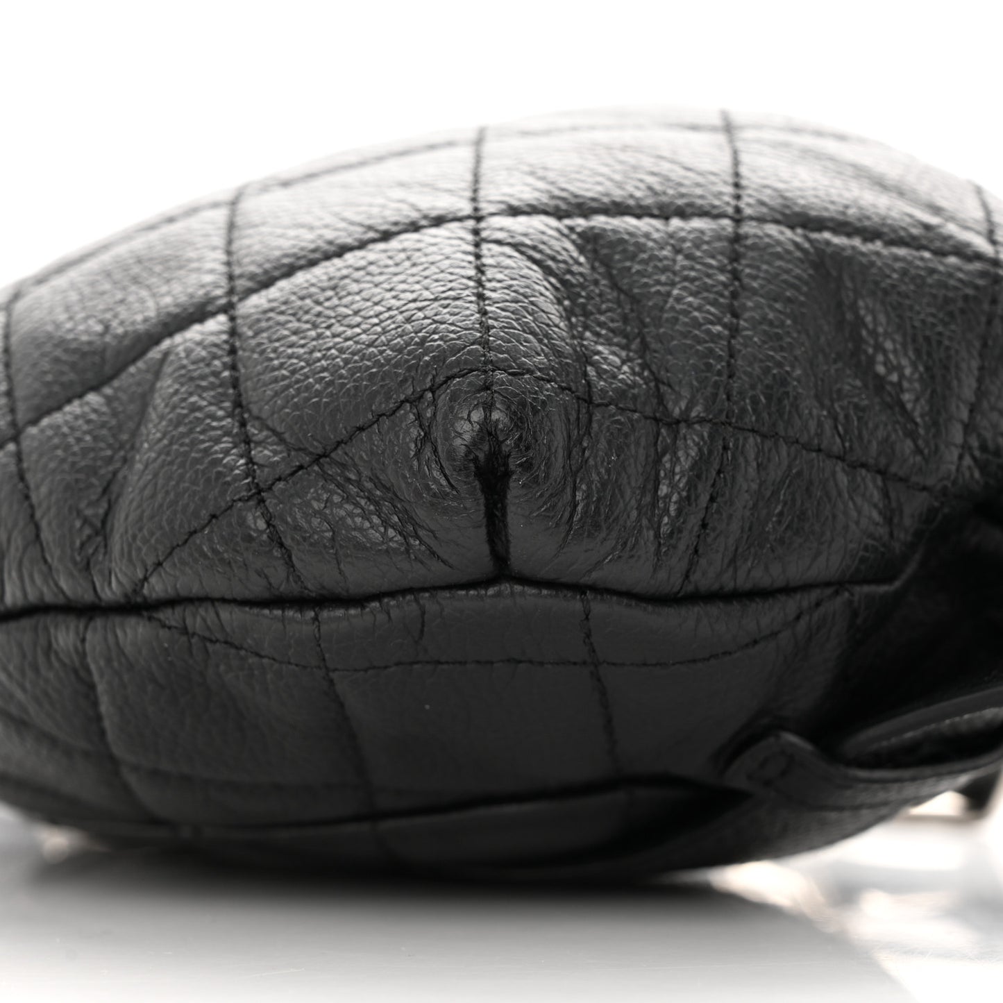 Grained Calfskin Quilted Waist Belt Bag Black