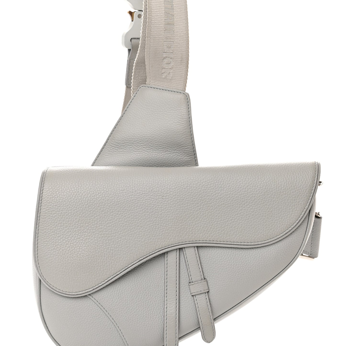 Grained Calfskin Kim Jones Saddle Bag Light Grey