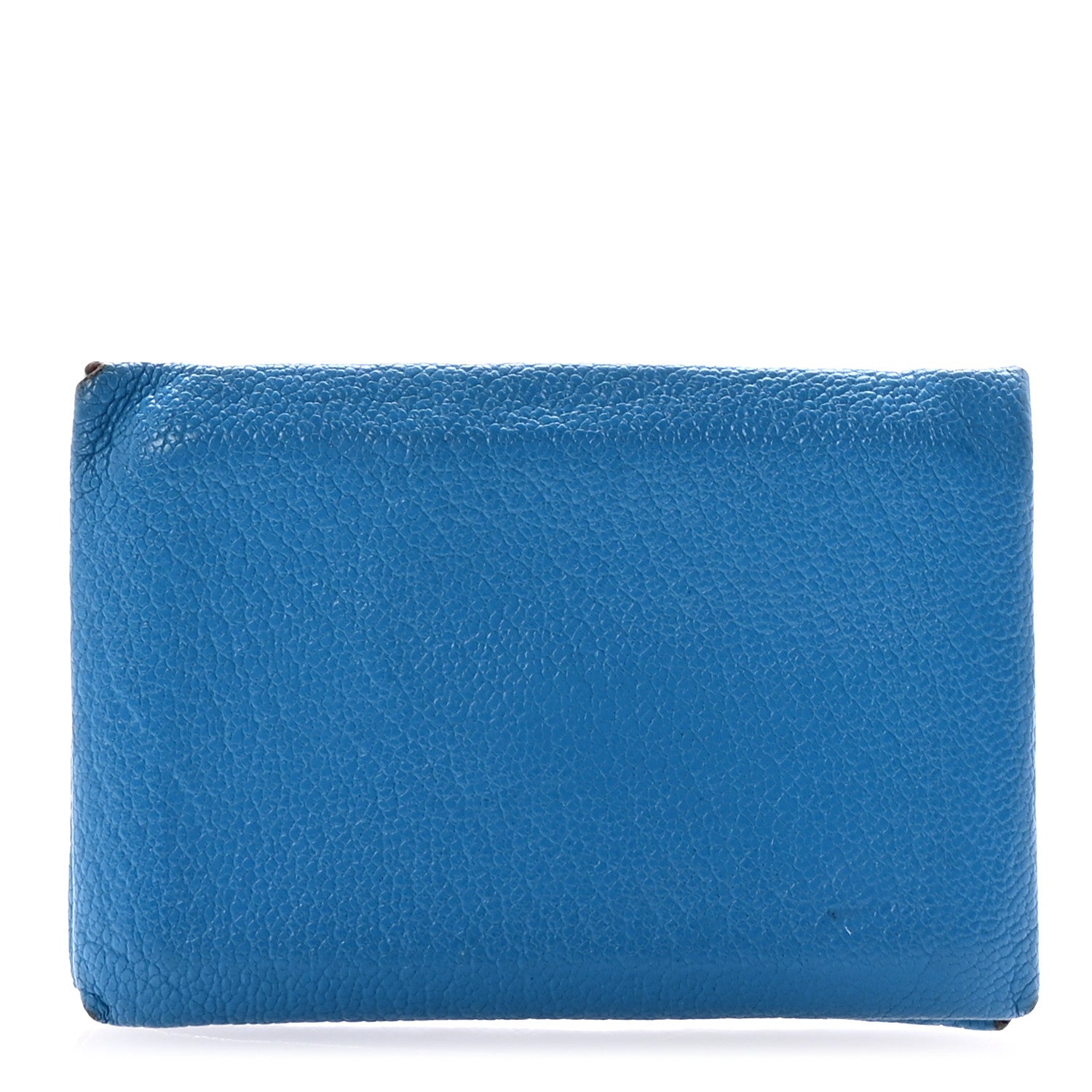 Hermes Chevre Mysore Verso Calvi Card Case Bleu Frida Cuivre