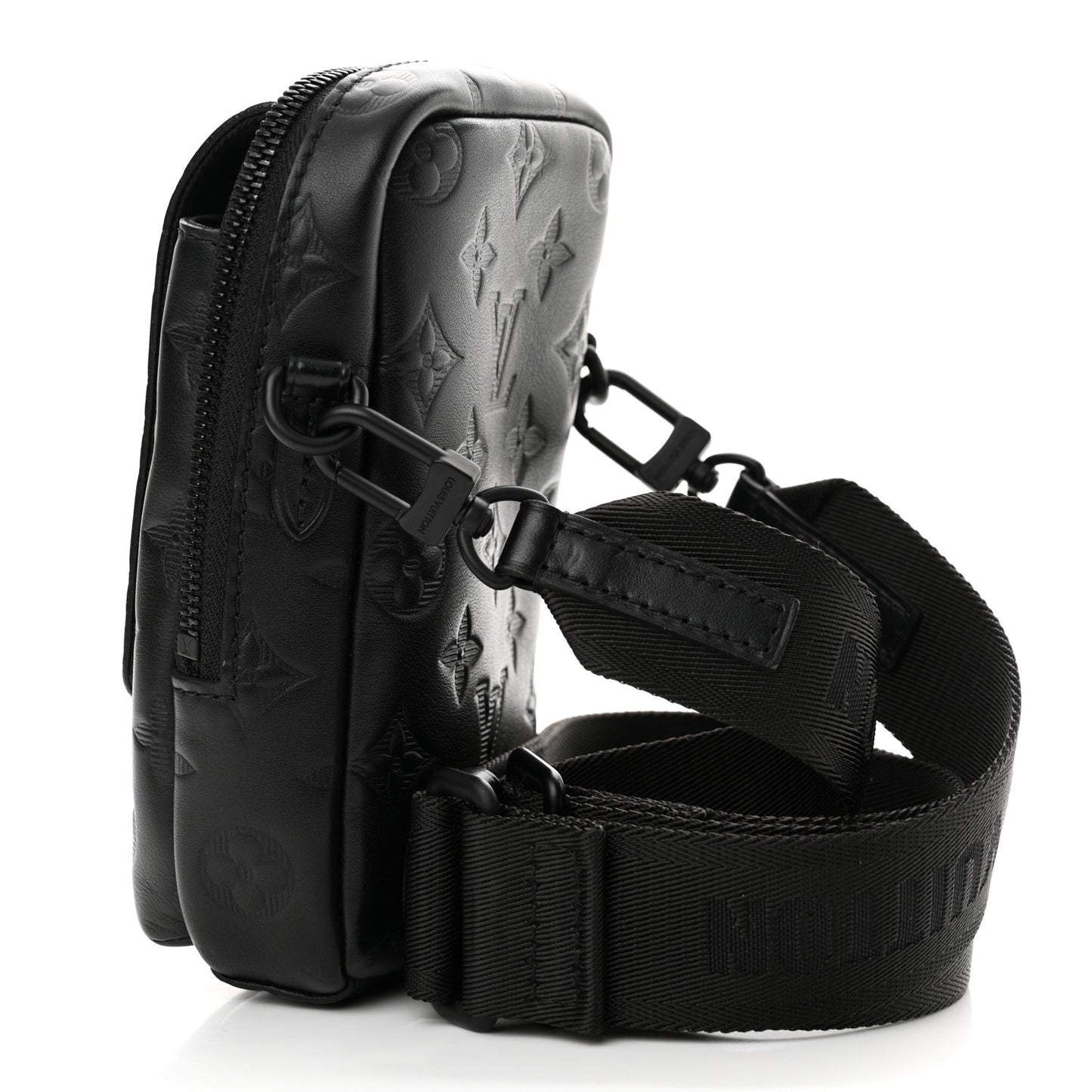 Calfskin Monogram Shadow Double Phone Pouch NM Black
