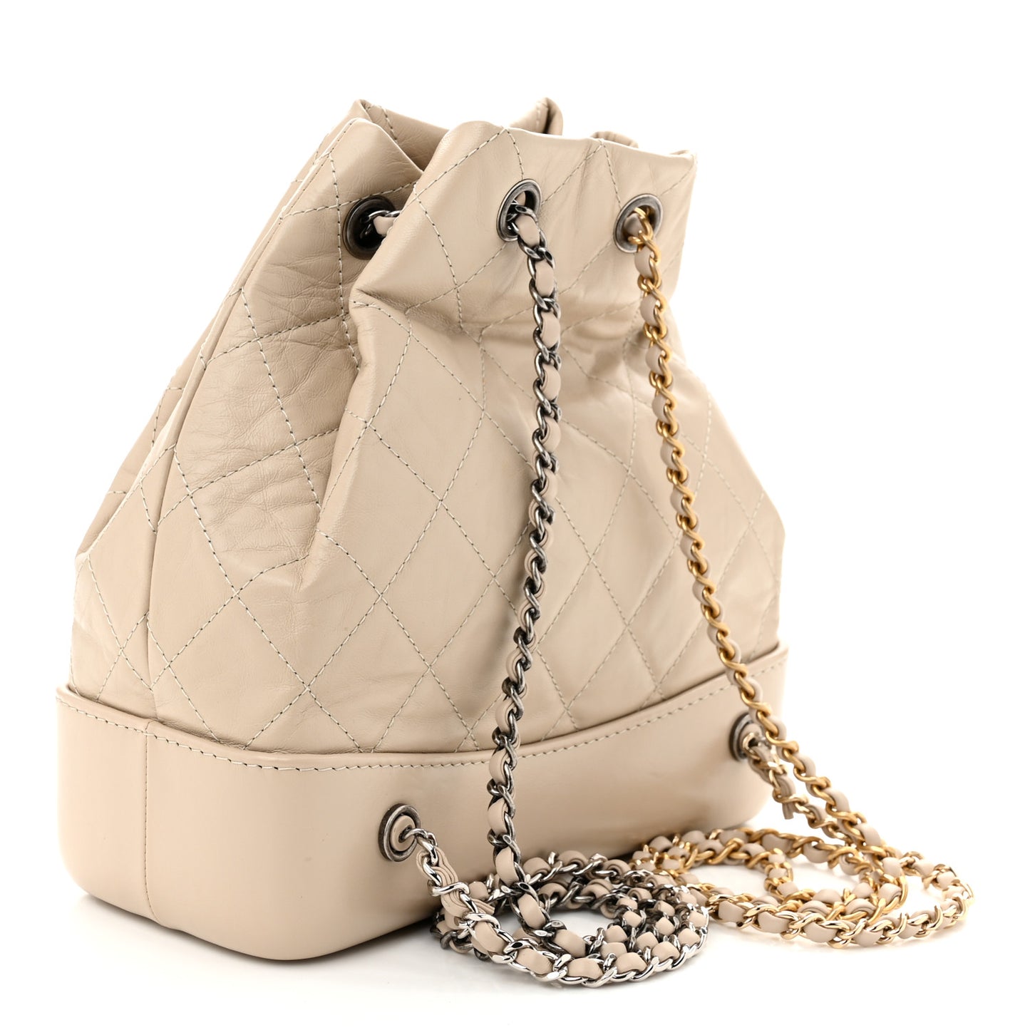 Aged Calfskin Quilted Small Gabrielle Backpack Beige