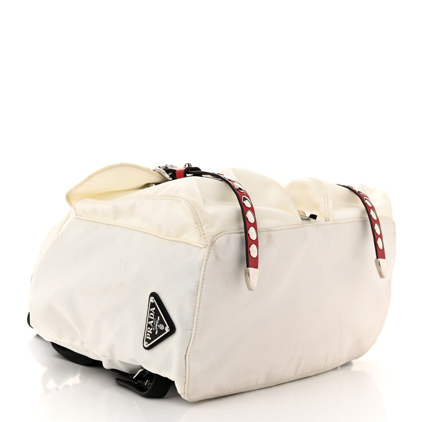 Nylon New Vela Studded Backpack White Fuoco