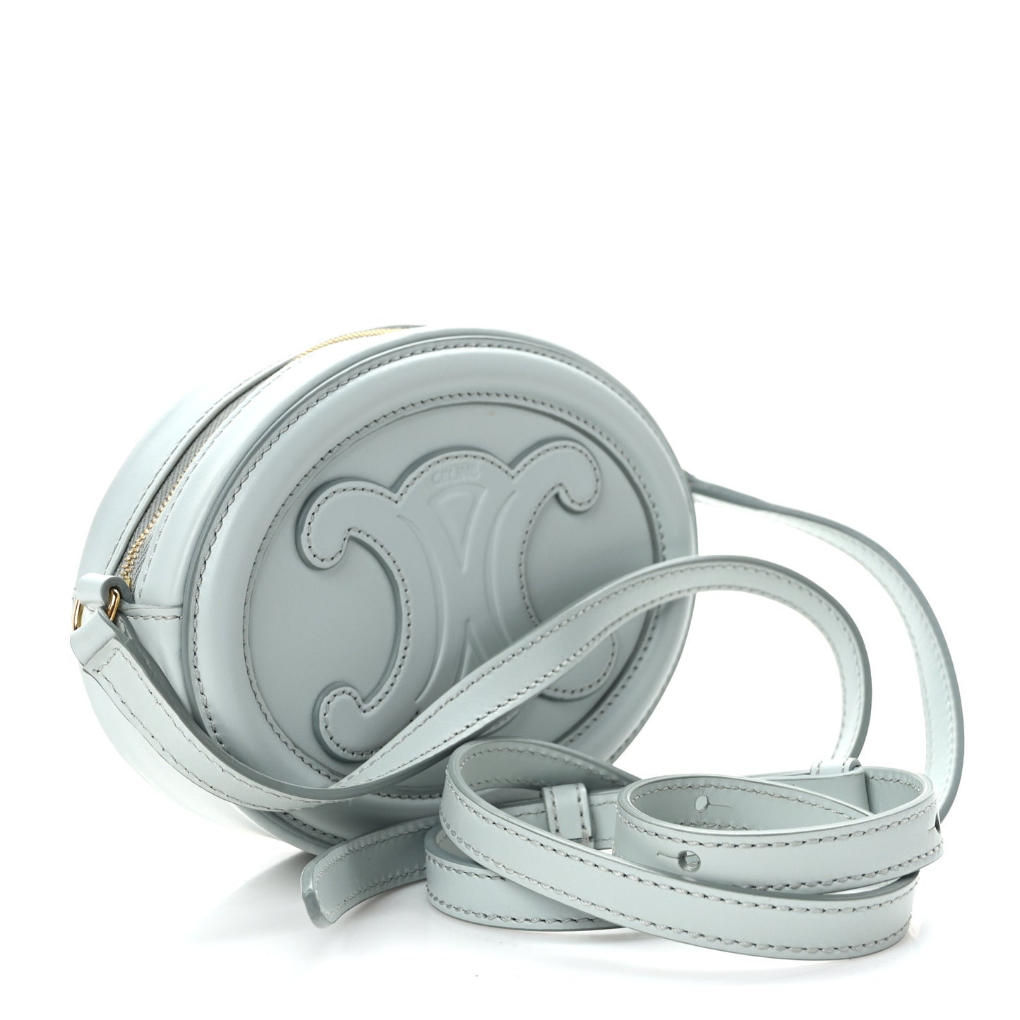 Smooth Calfskin Cuir Small Triomphe Oval Crossbody Purse Soft Blue