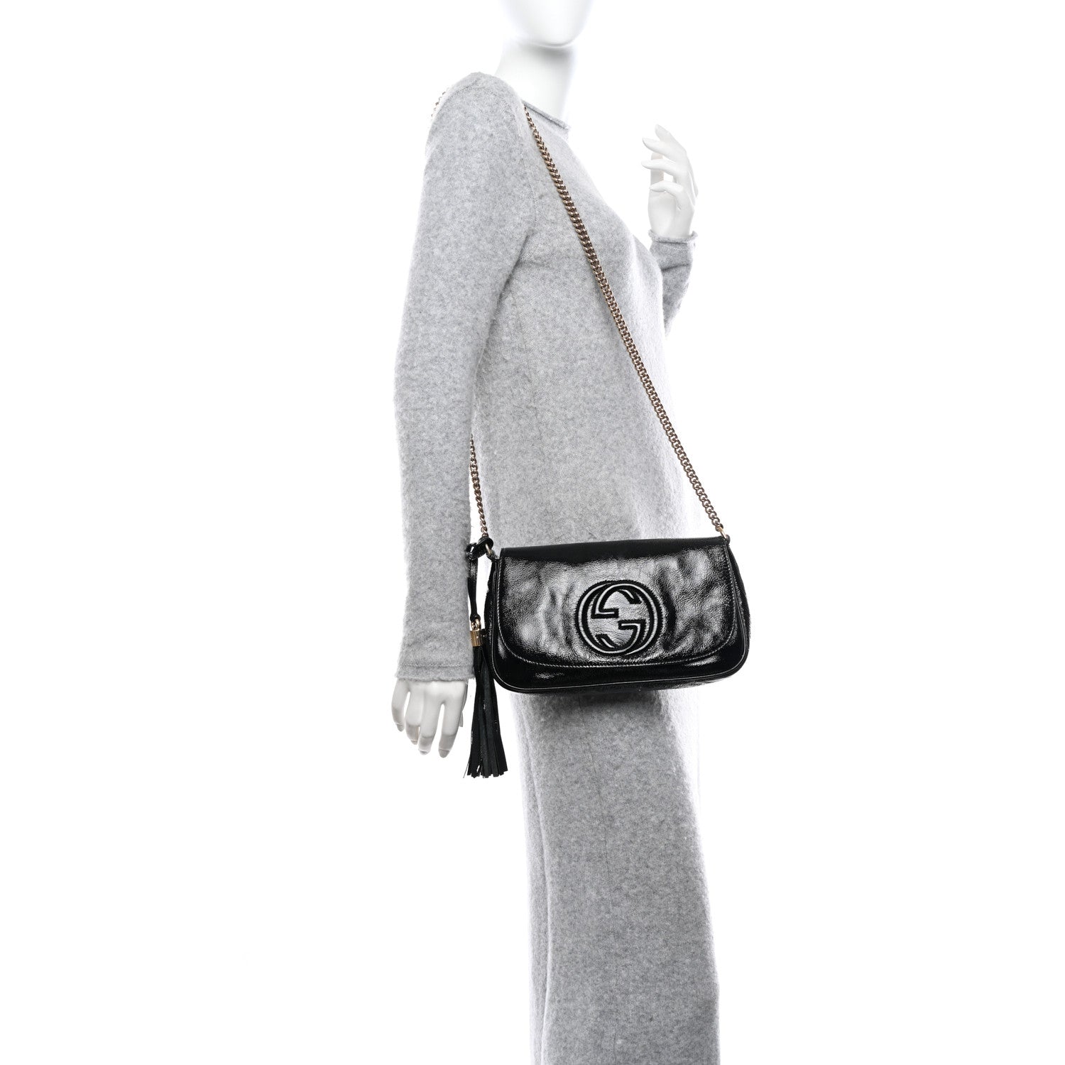 Gucci Patent Medium Soho Flap Crossbody Black 2 of 13