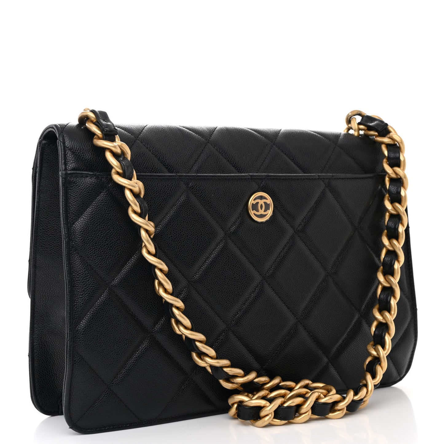 Caviar Quilted CC Large Flap Black