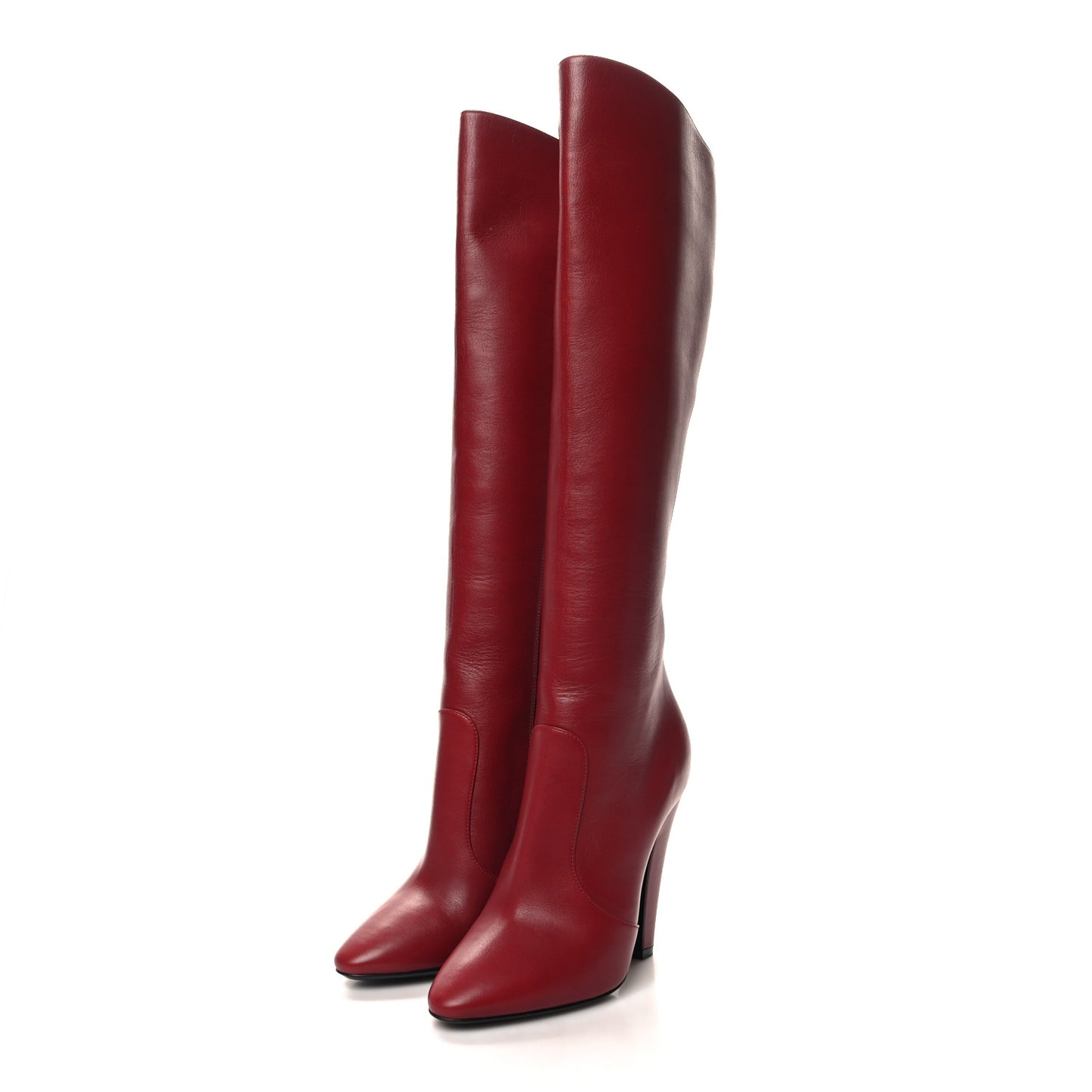 Calfskin Knee High Skinny Boots 35.5 Opyum Red