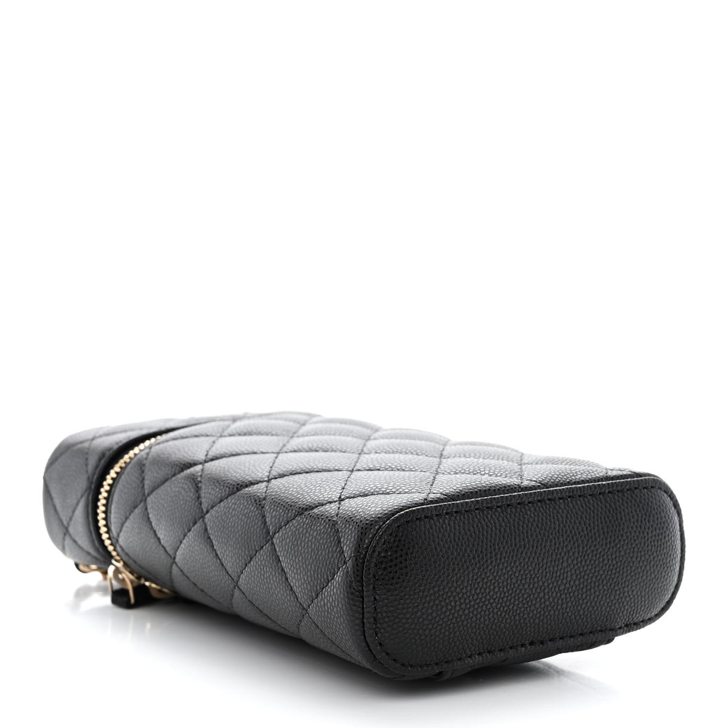 Caviar Quilted Phone Holder With Chain Black