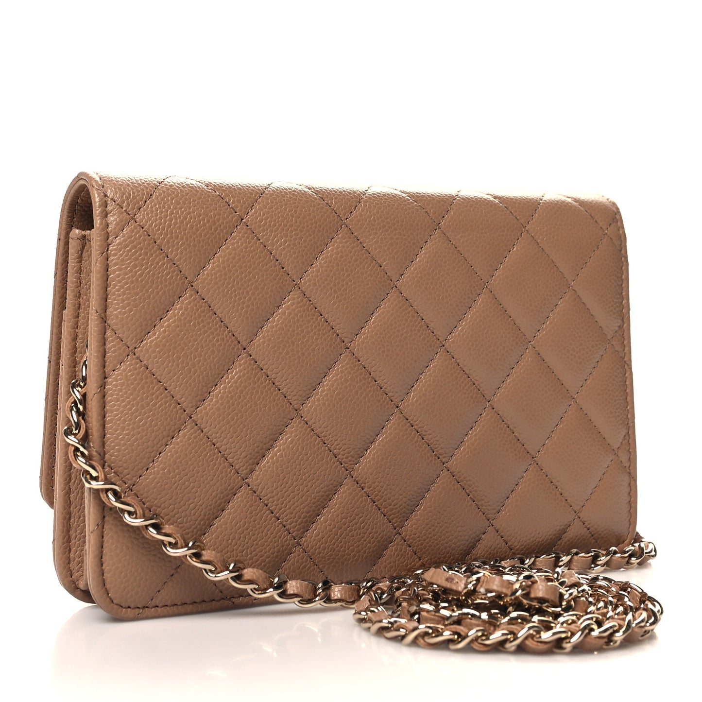 Caviar Quilted Multi Chain Wallet On Chain WOC Beige