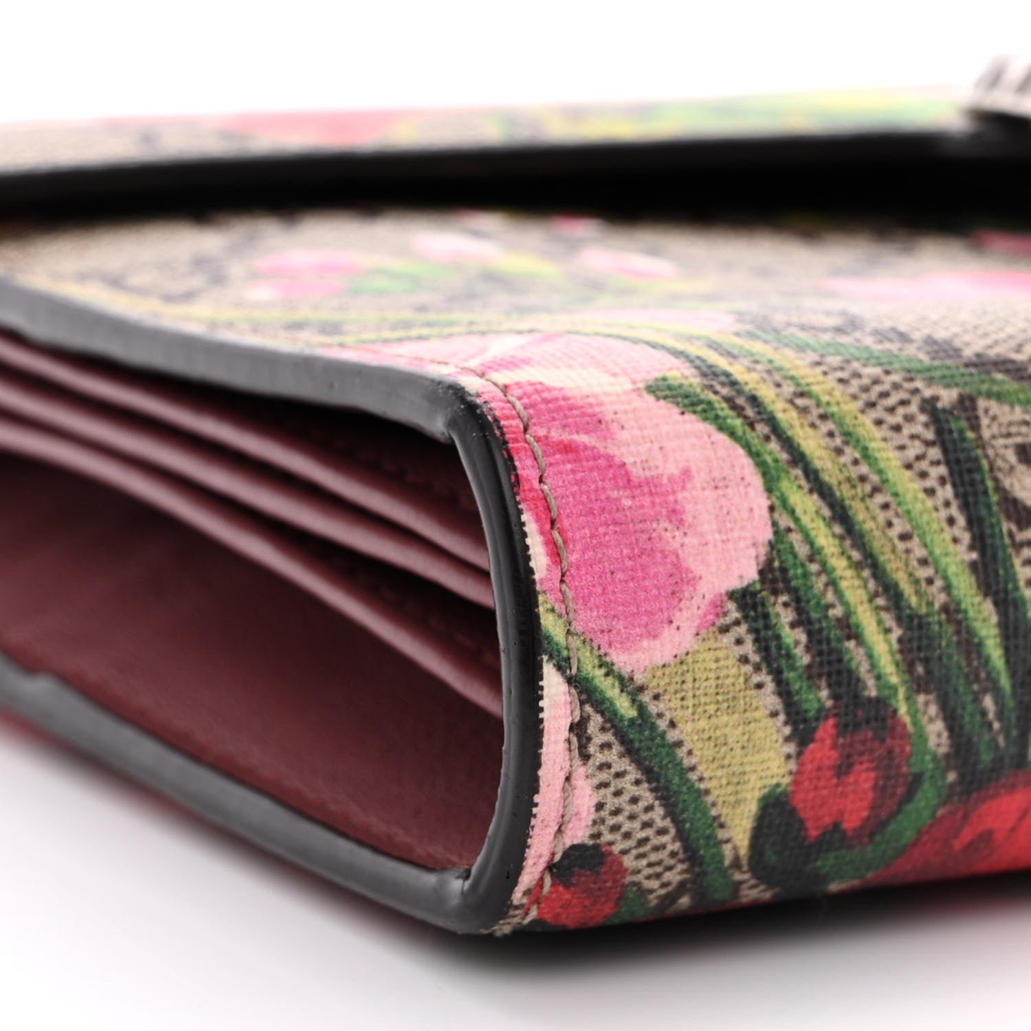 Gucci GG Supreme Monogram Blooms Mini Dionysus Chain Wallet Beige Multicolor Dry Rose 10 of 11