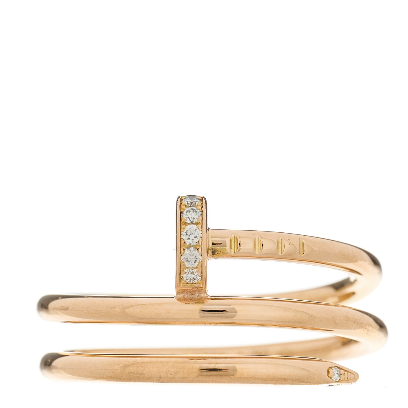 18K Pink Gold Diamond Double Juste Un Clou Ring 56 7.5