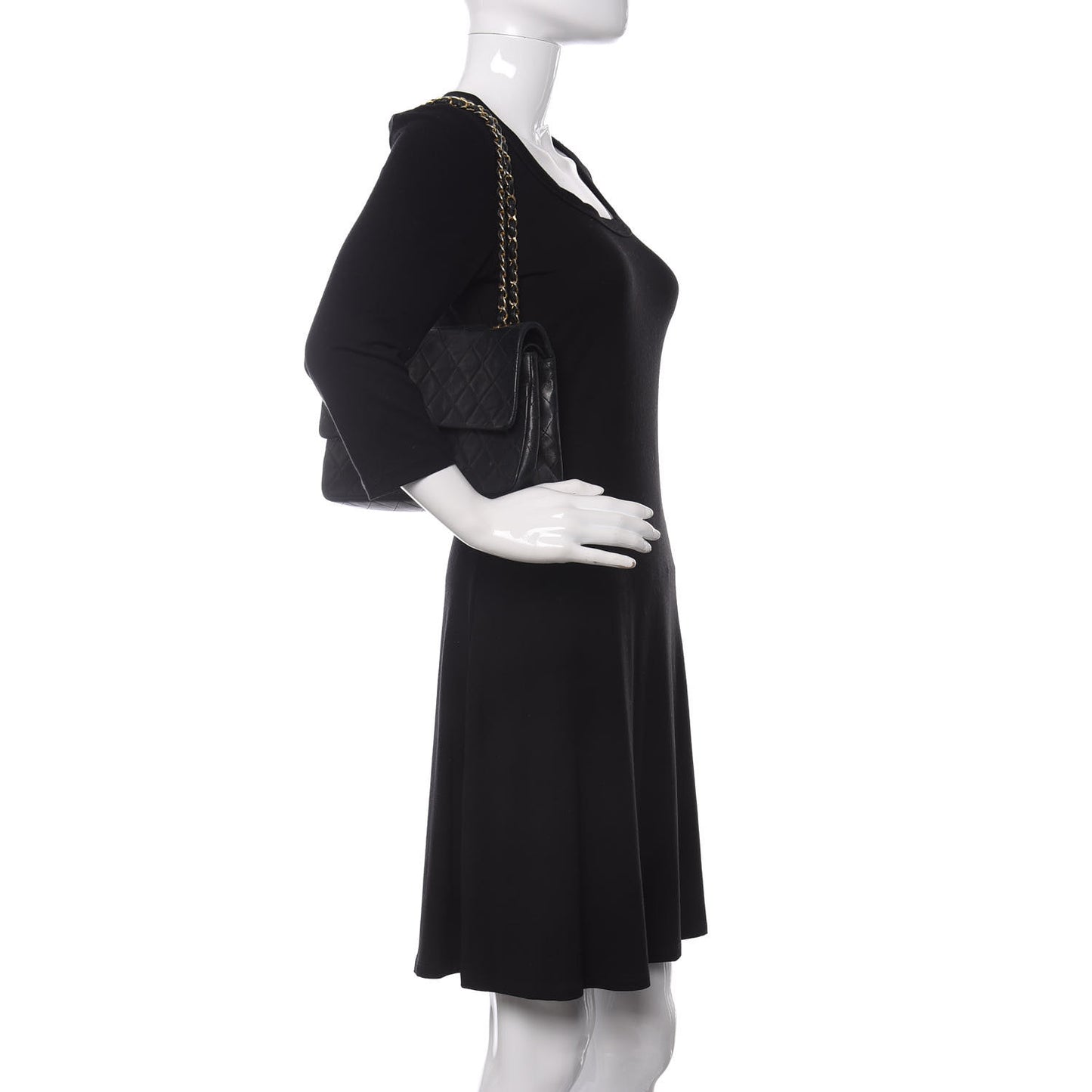 Lambskin Quilted Medium Double Flap Black