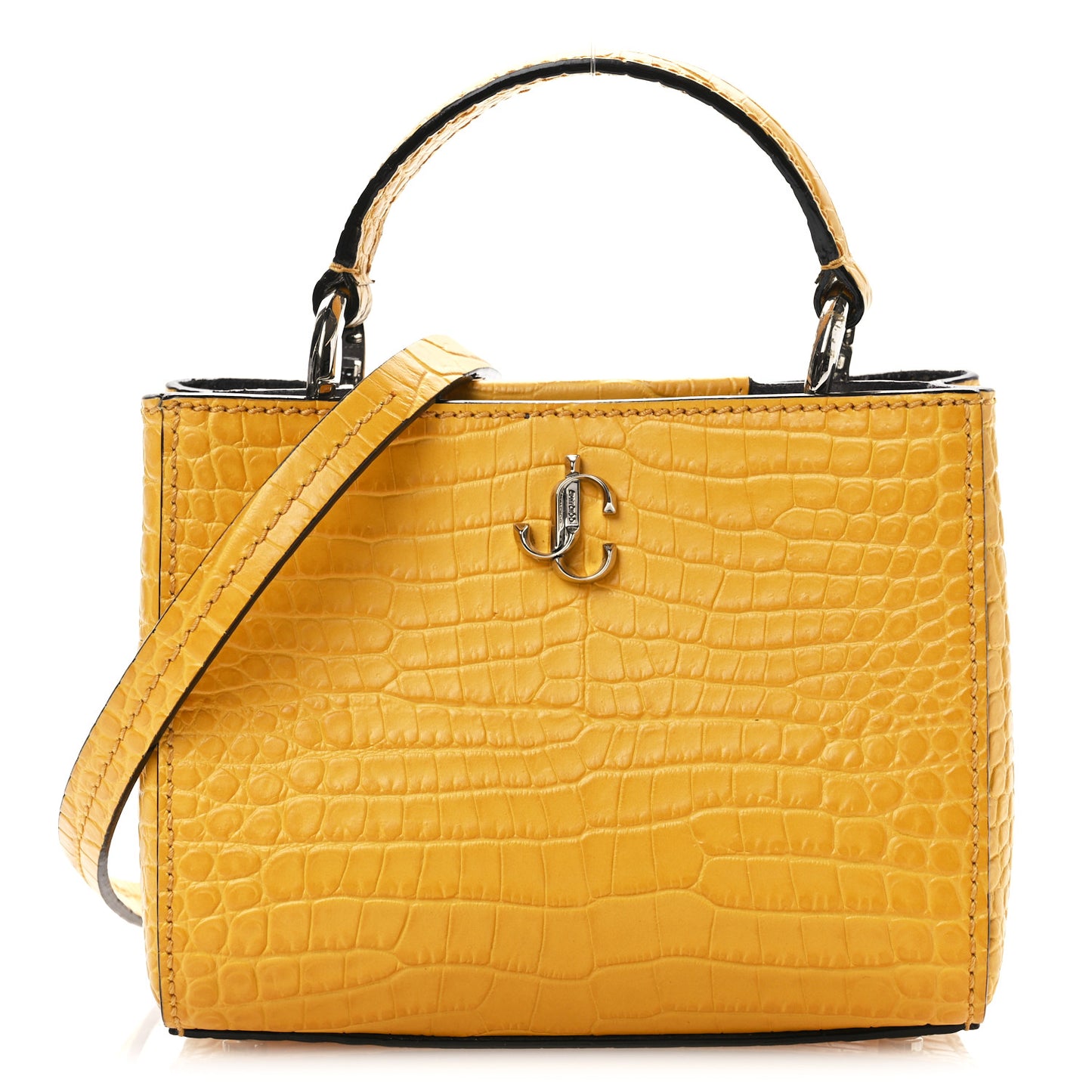 Calfskin Crocodile Embossed Mini Varenne Top Handle Yellow