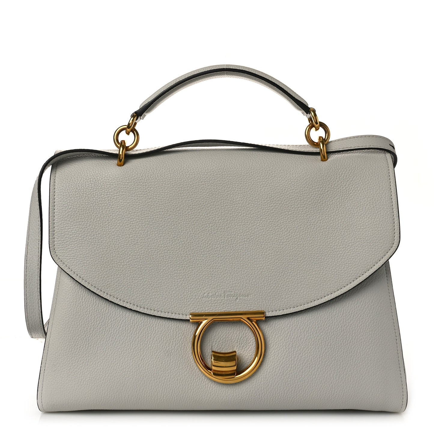 Calfskin Medium Margot Top Handle Satchel Light Grey