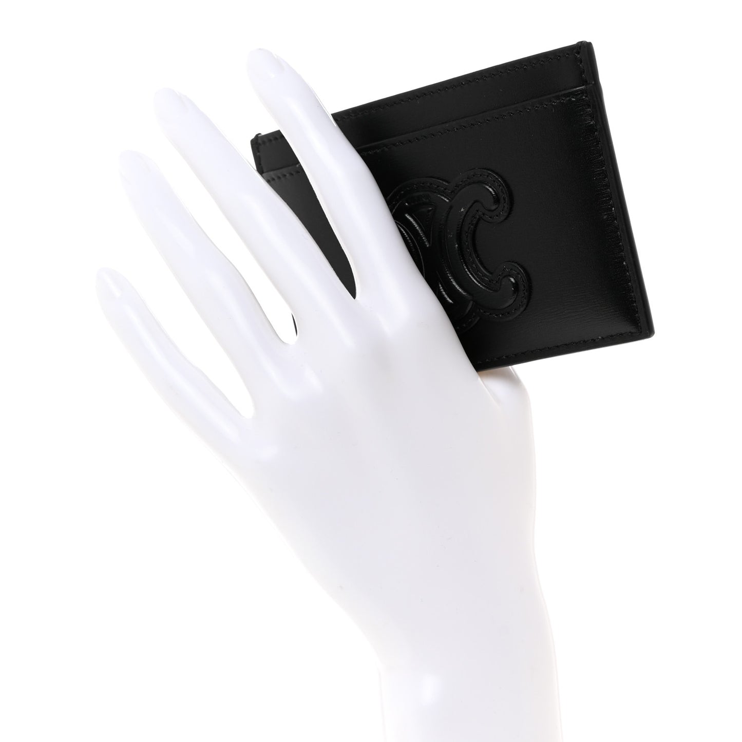 Smooth Lambskin Triomphe Card Holder Black