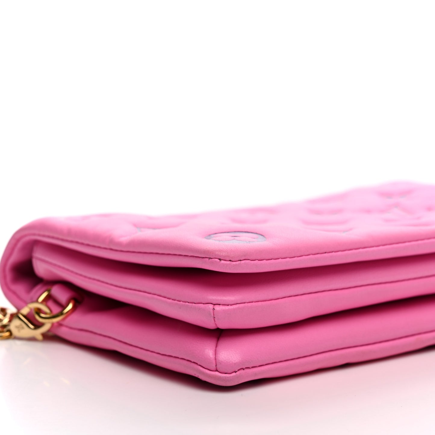 Lambskin Embossed Monogram Vuittamins Pochette Coussin Rose Violet
