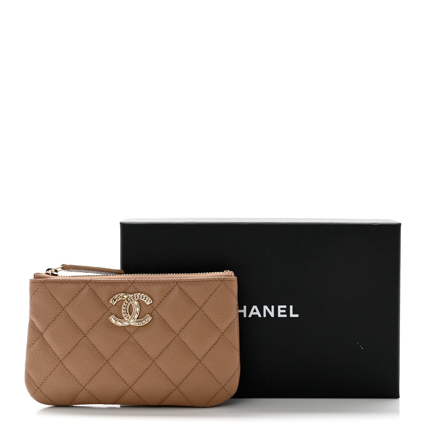 Chanel Caviar Quilted Small Multi Chain Cosmetic Case Beige 8 of 8